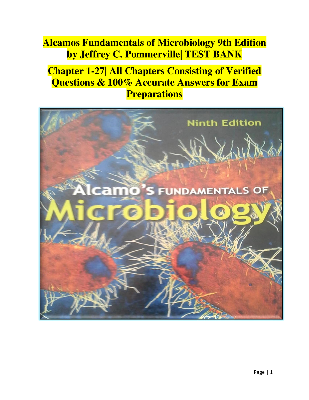Fundamentals of Microbiology (9th Edition) – Jeffrey C. Pommerville – Complete Test Bank