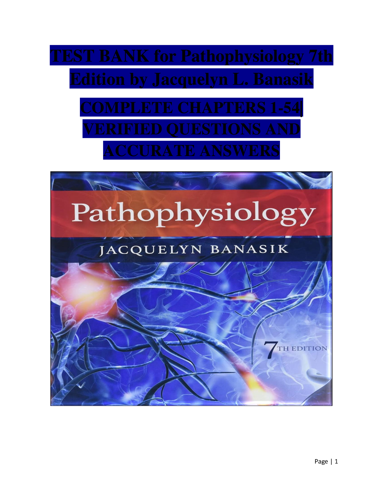 Pathophysiology 7th Edition by Jacquelyn L. Banasik – Complete Test Bank