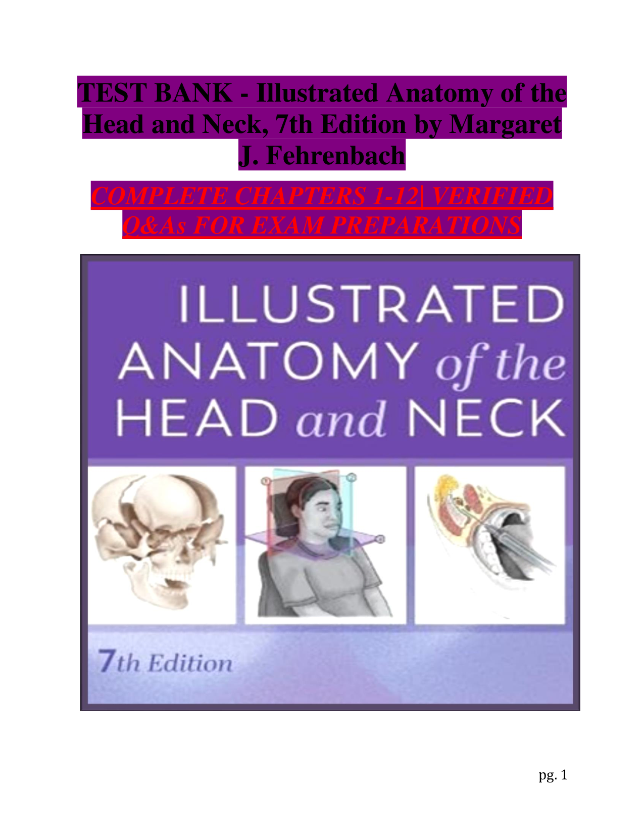 Illustrated Anatomy of the Head and Neck, 7th Edition Test Bank | Complete Chapters 1–12