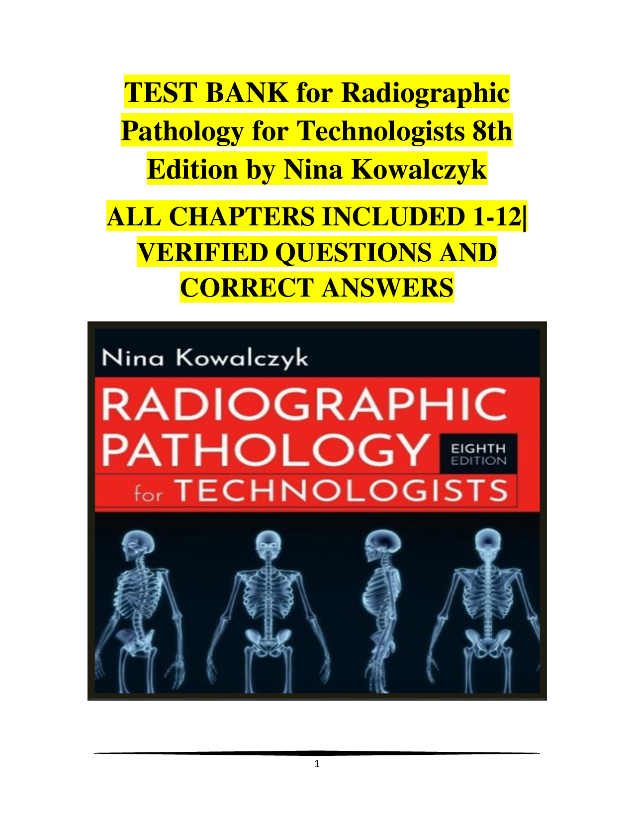 Radiographic Pathology for Technologists 8th Edition (RADT) – Comprehensive Test Bank