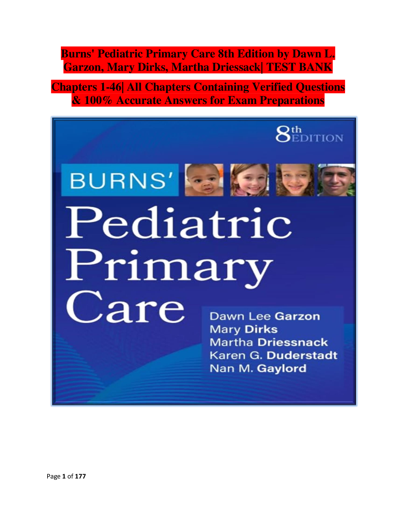 Burns' Pediatric Primary Care 8th Edition – Test Bank
