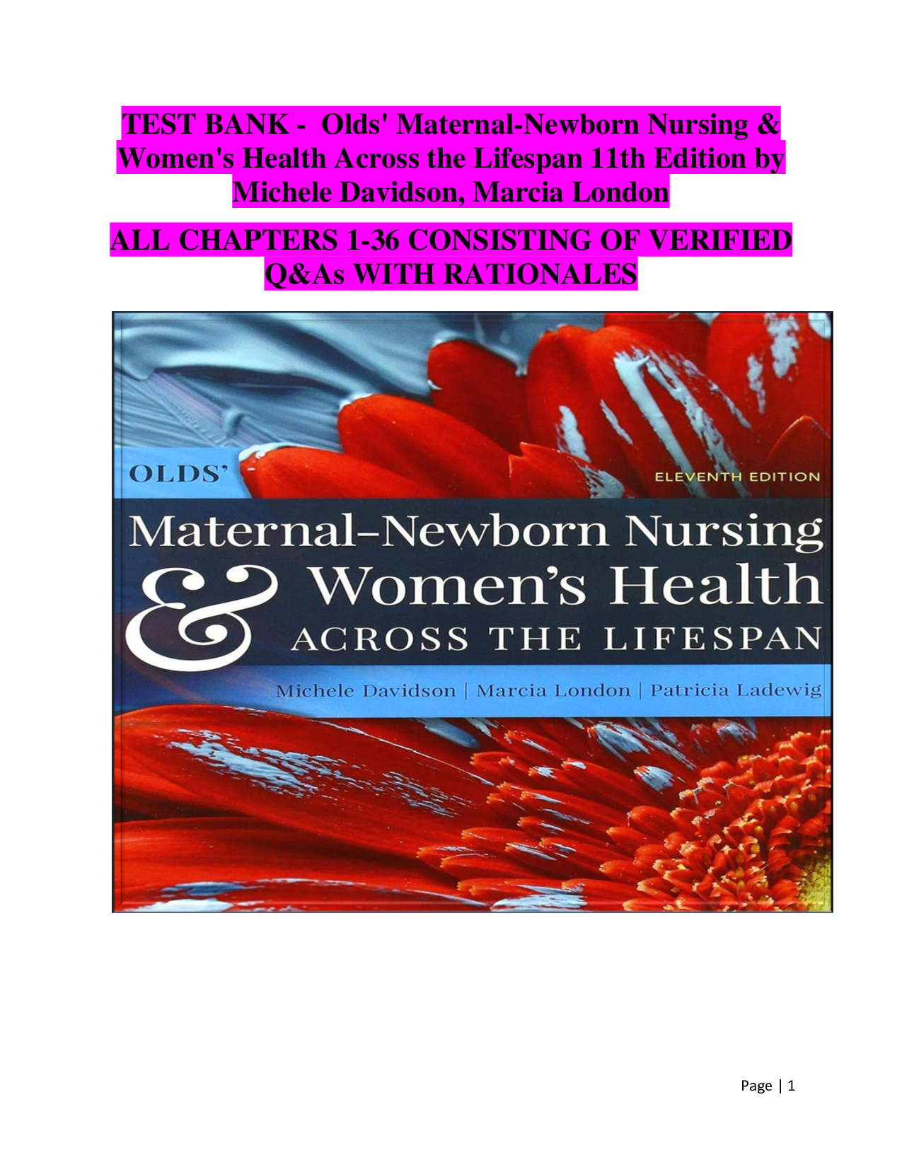 Olds' Maternal-Newborn Nursing & Women's Health Across the Lifespan 11th Edition – Comprehensive Test Bank