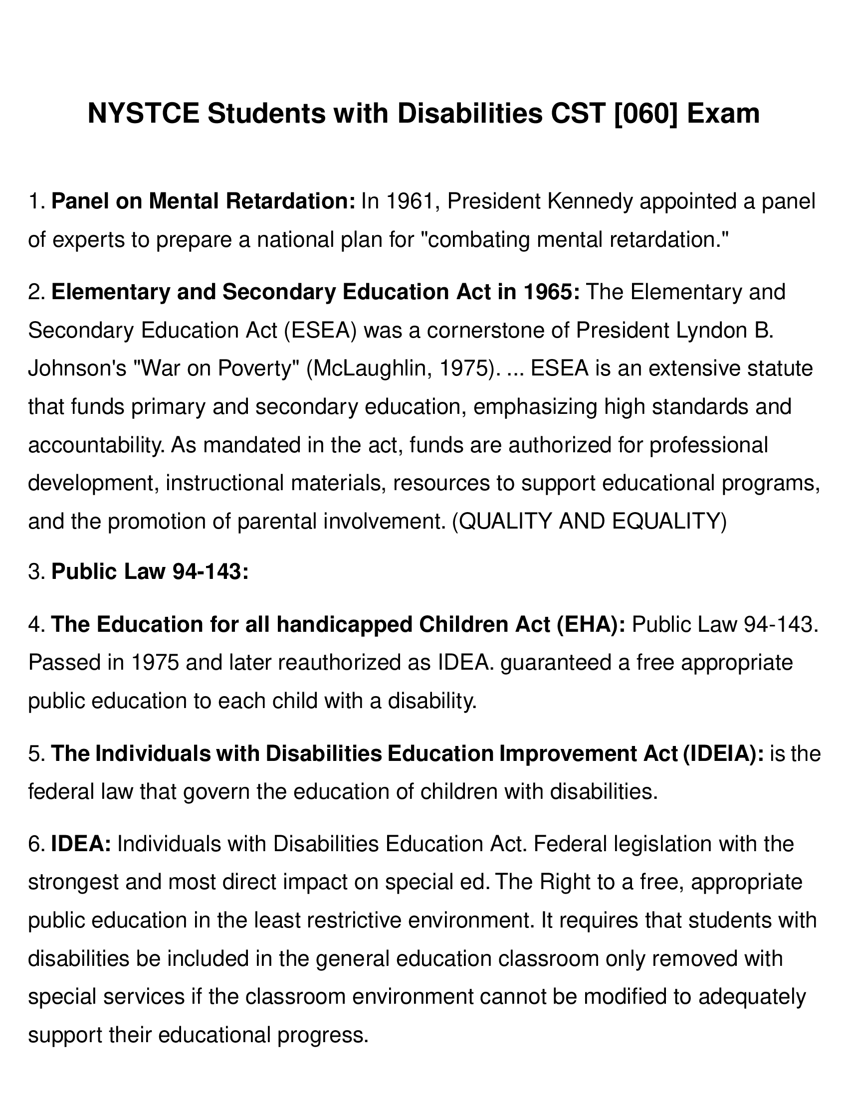 NYSTCE Students with Disabilities CST [060] exam answered