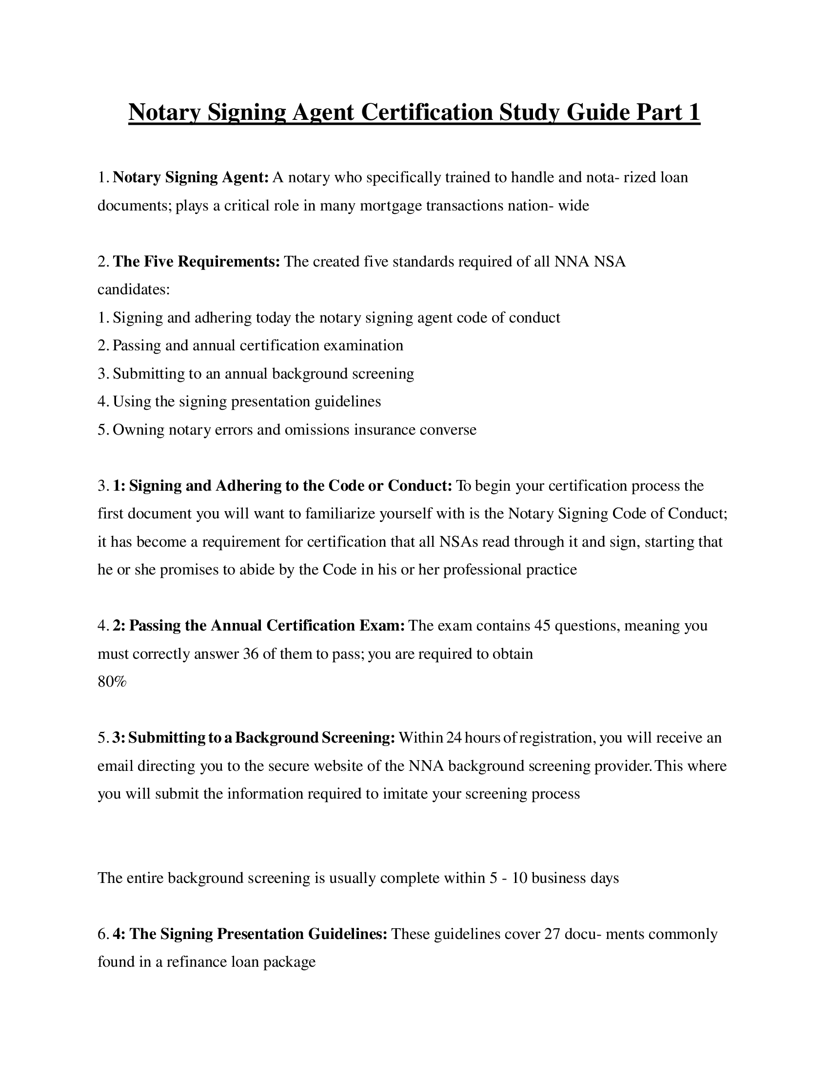 Notary Signing Agent Certification Study Guide Part 1
