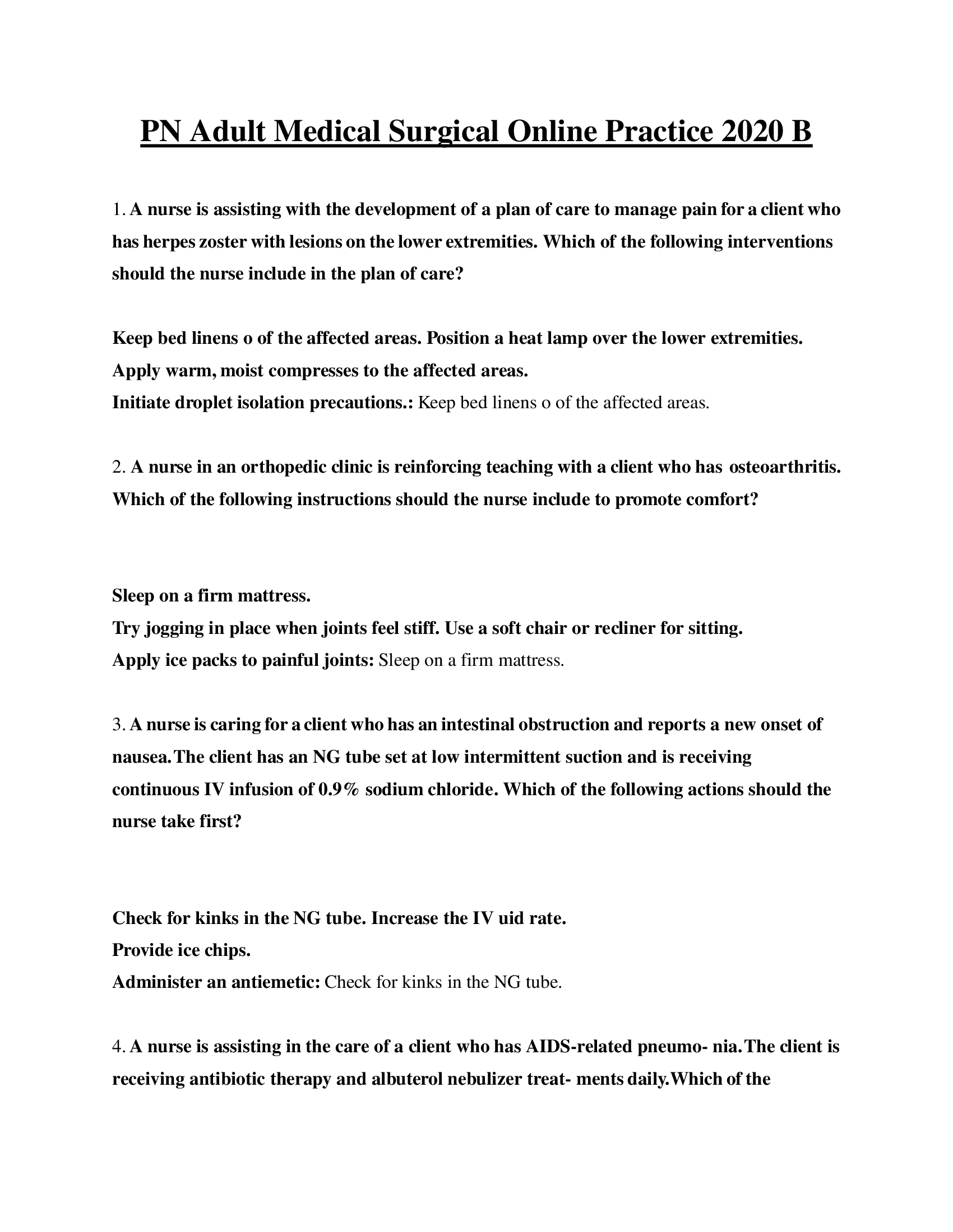 PN Adult Medical Surgical Online Practice 2020 B