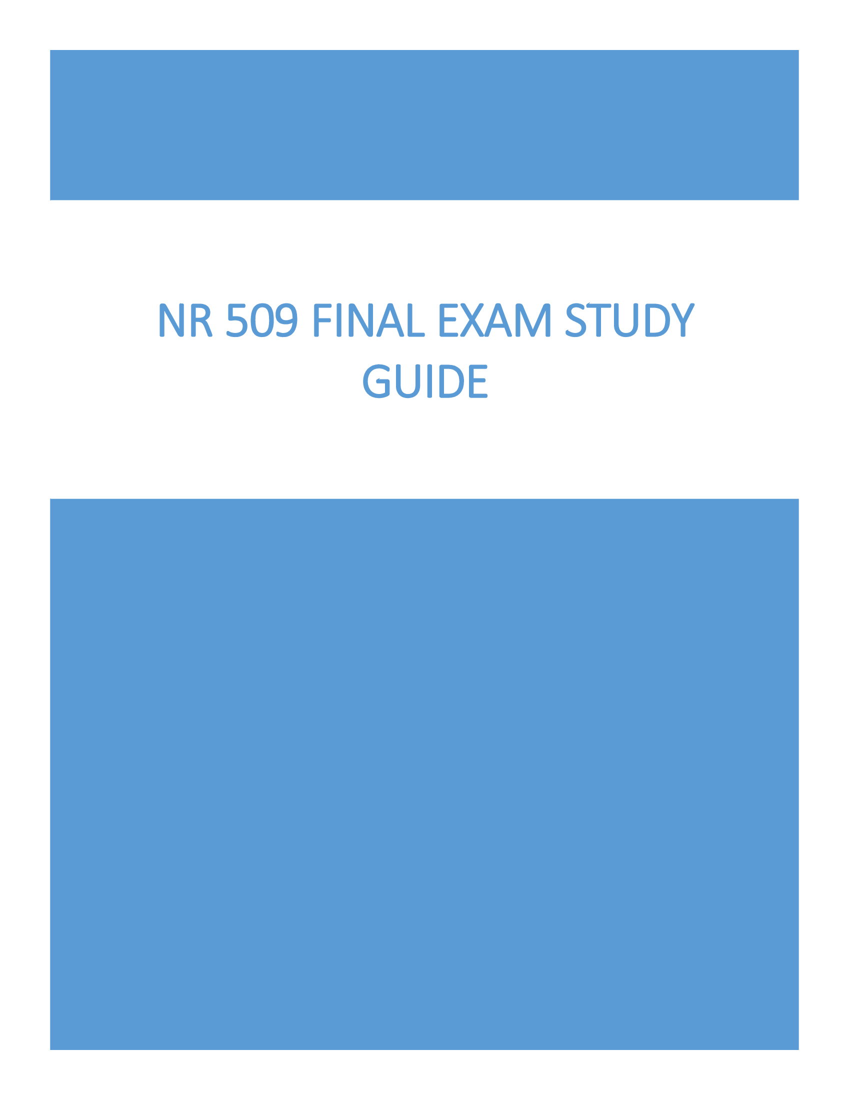 NR 509 Final Exam Study Guide 2026