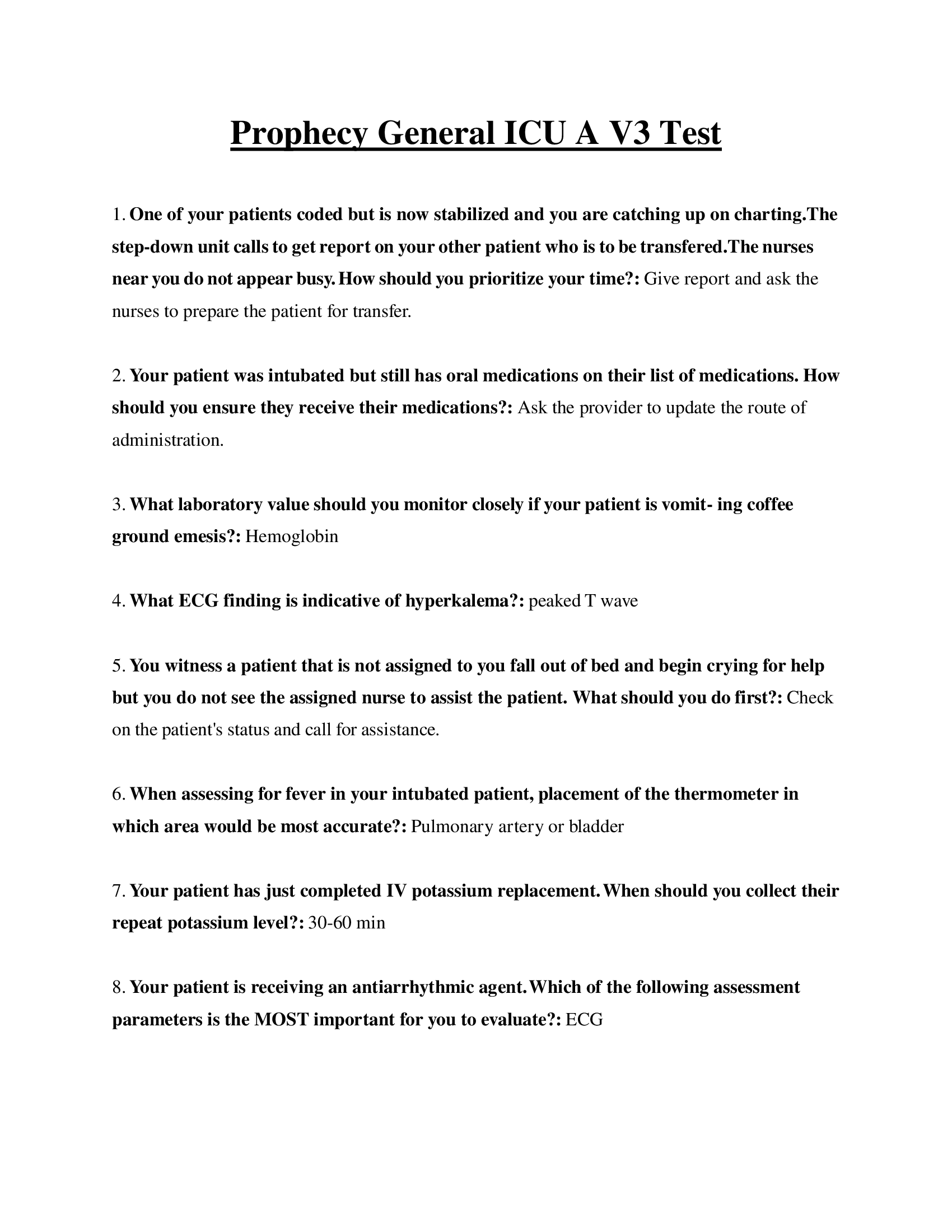 Prophecy general ICU A V3 Test 2023