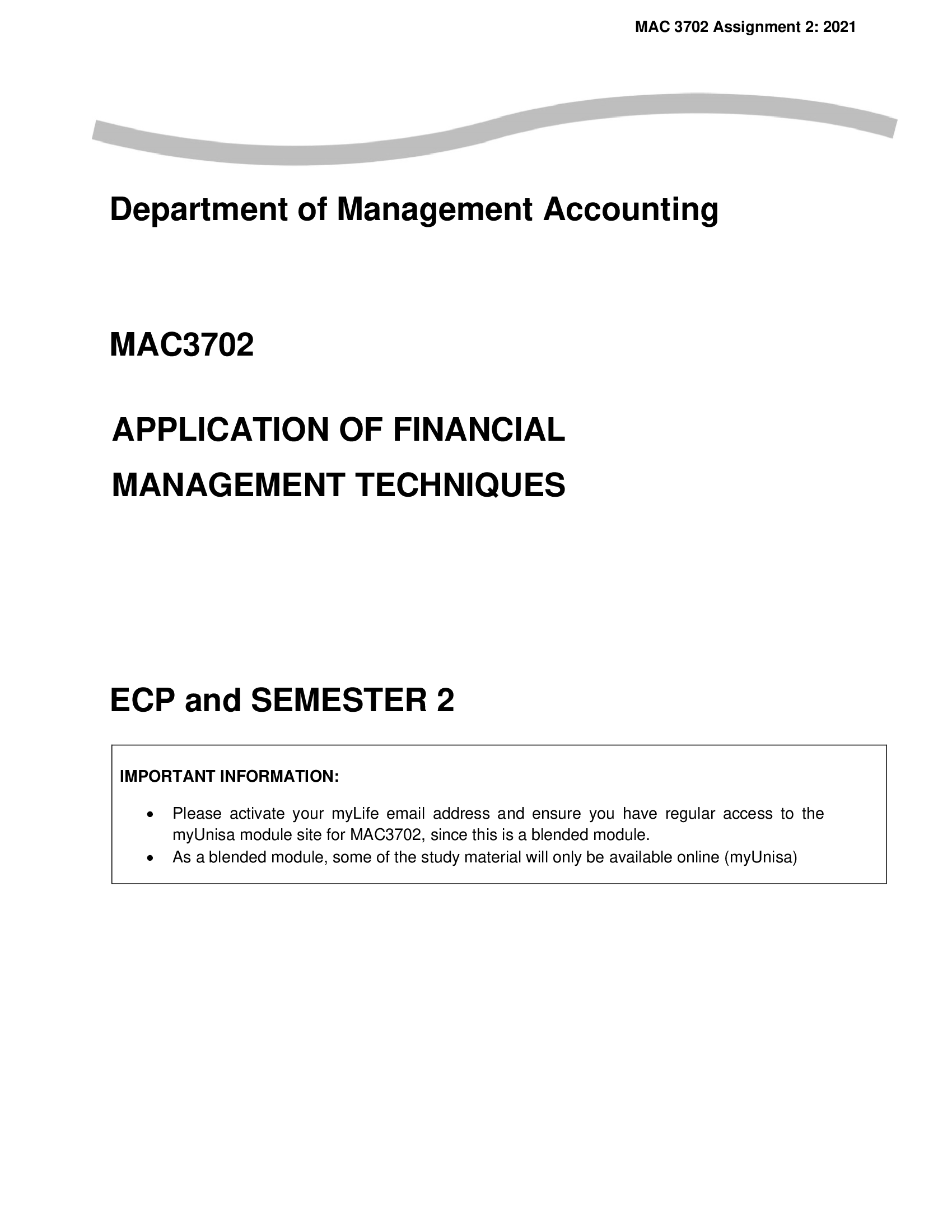 MAC 3702 Assignment 2 ECP Semester 2