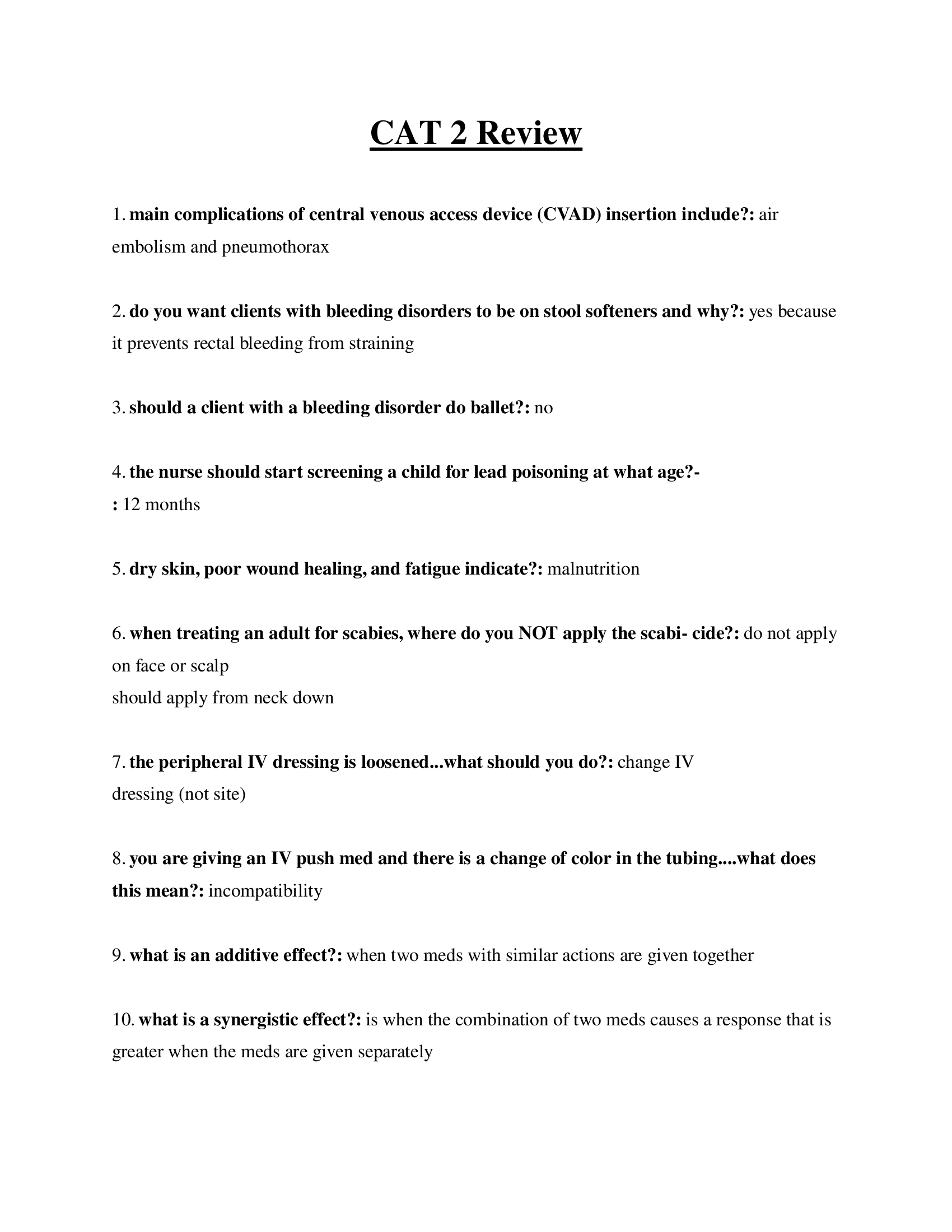 Kaplan CAT 2 Review questions and answers