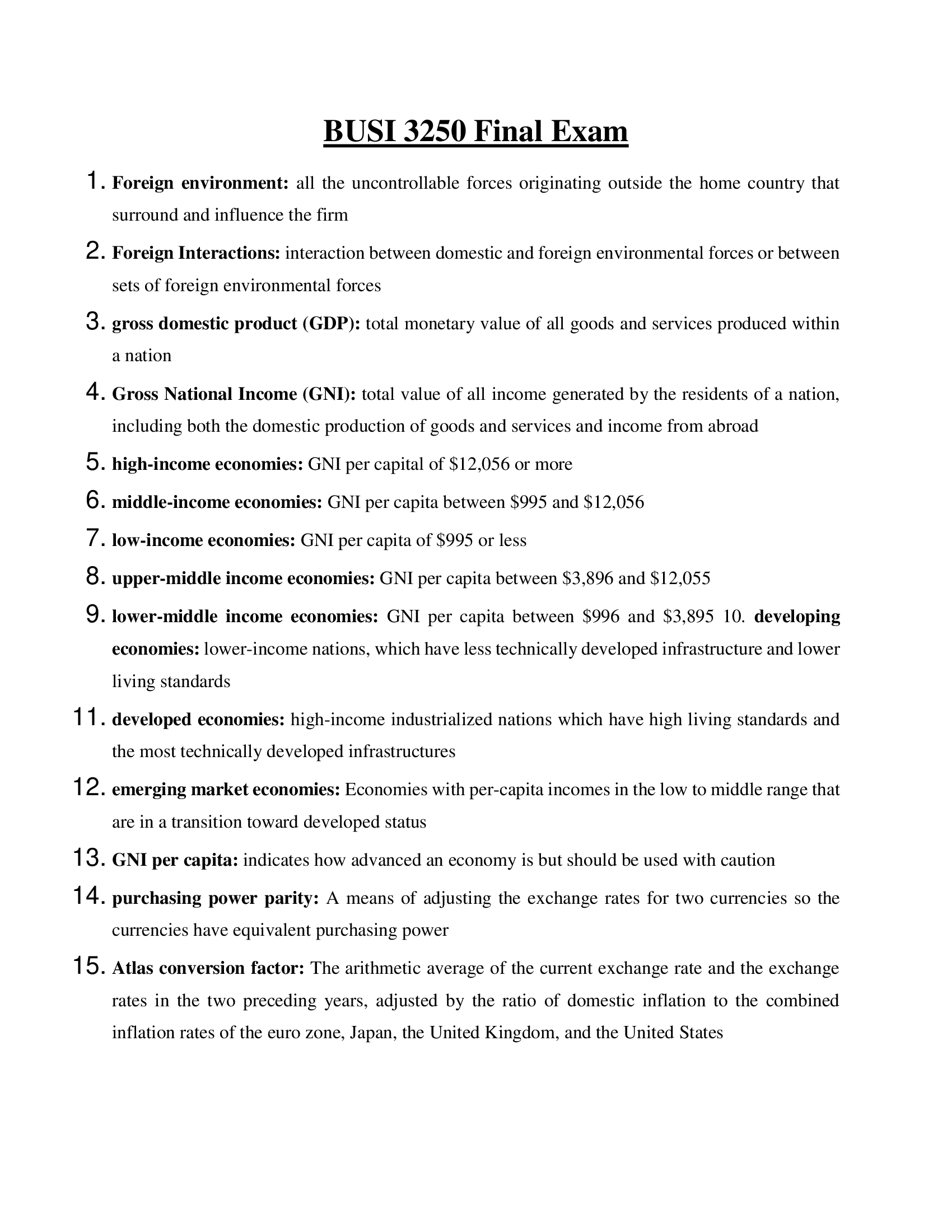 BUSI 3250 Final Exam Questions and Answers 2023