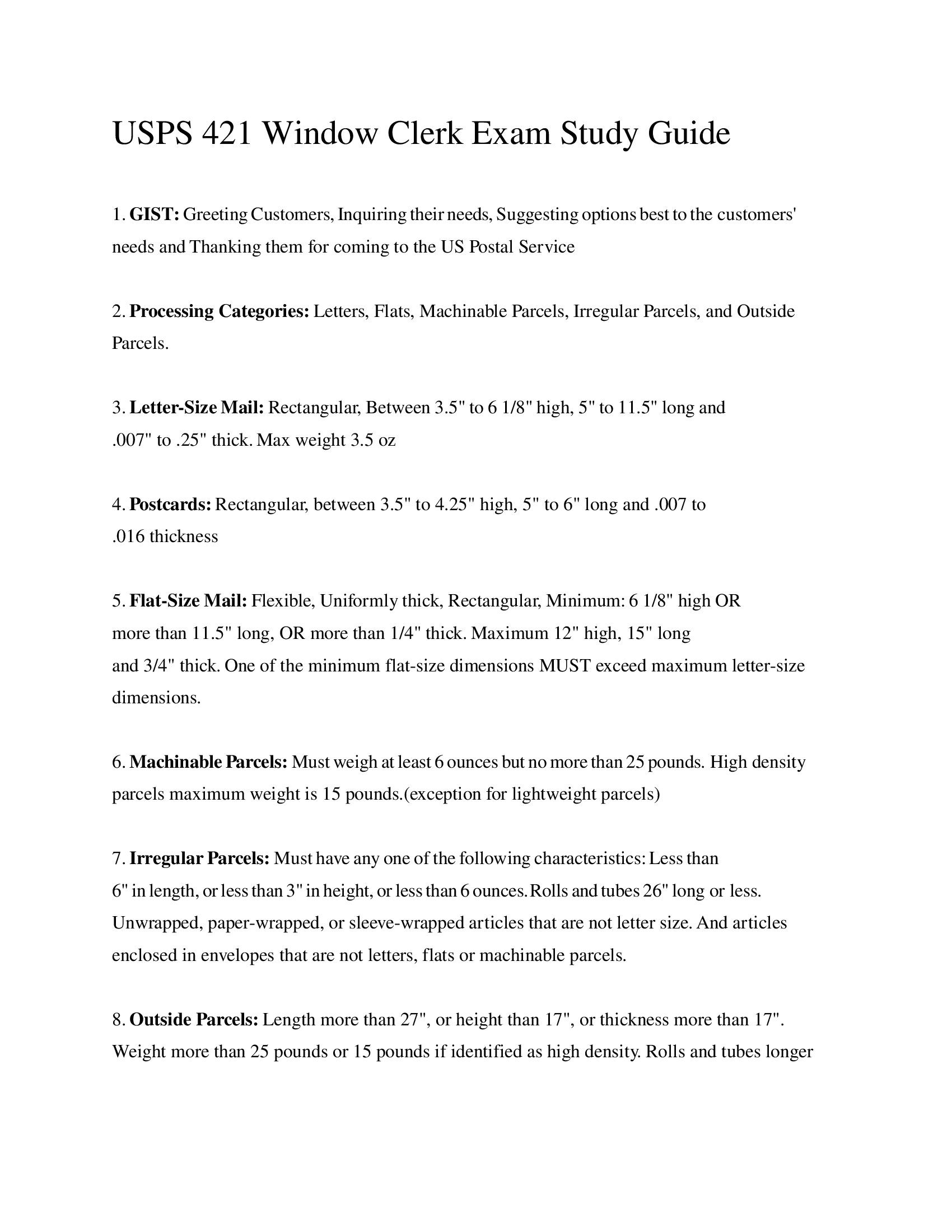 USPS 421 Window Clerk Exam Study Guide 2023