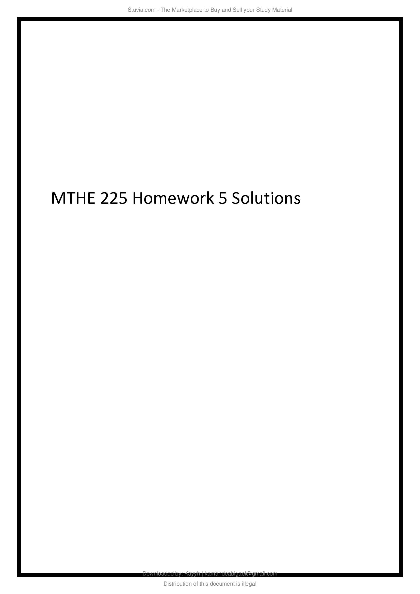 MTHE 225 Homework 5 Solutions