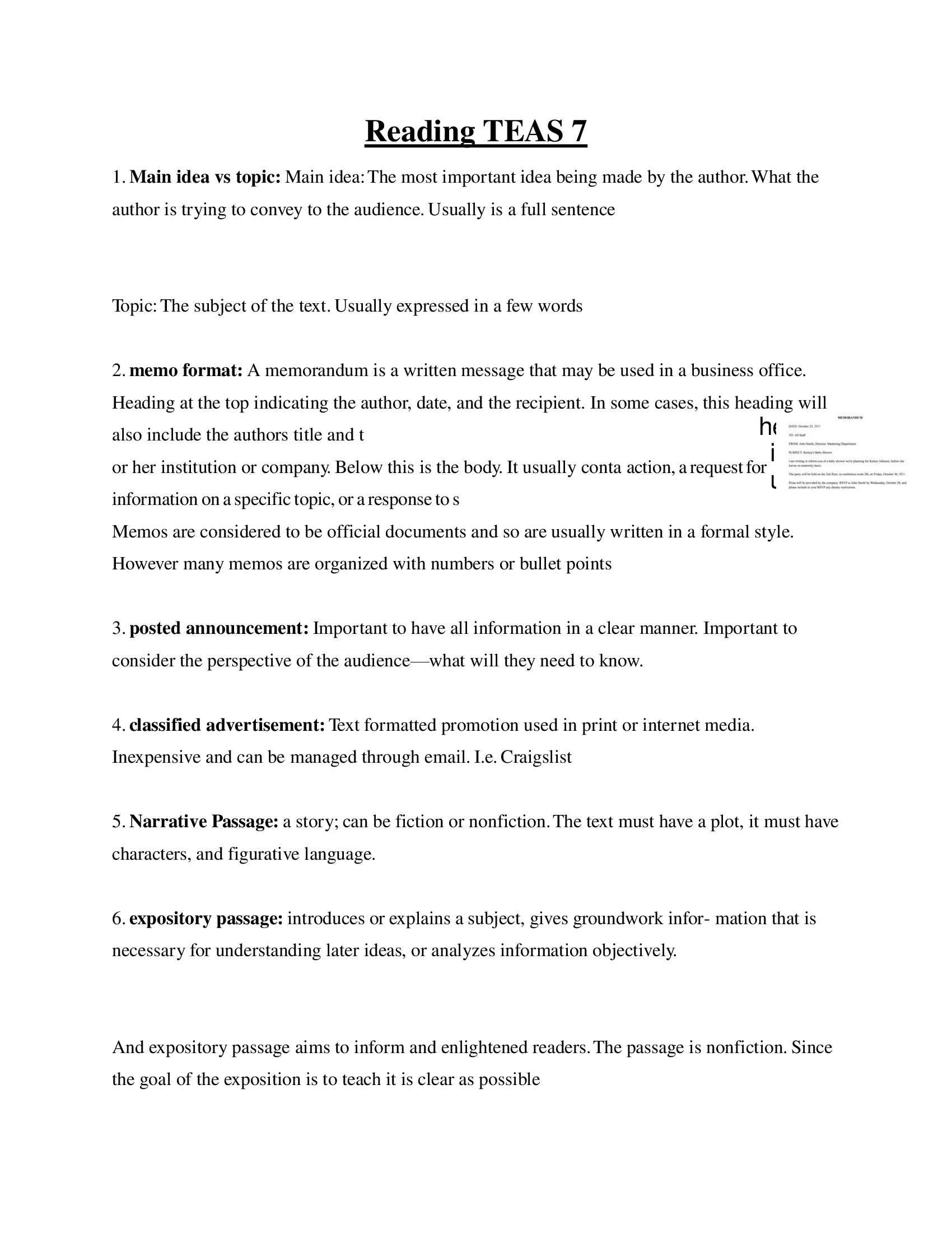 Reading TEAS 7 teas practice test questions and answers