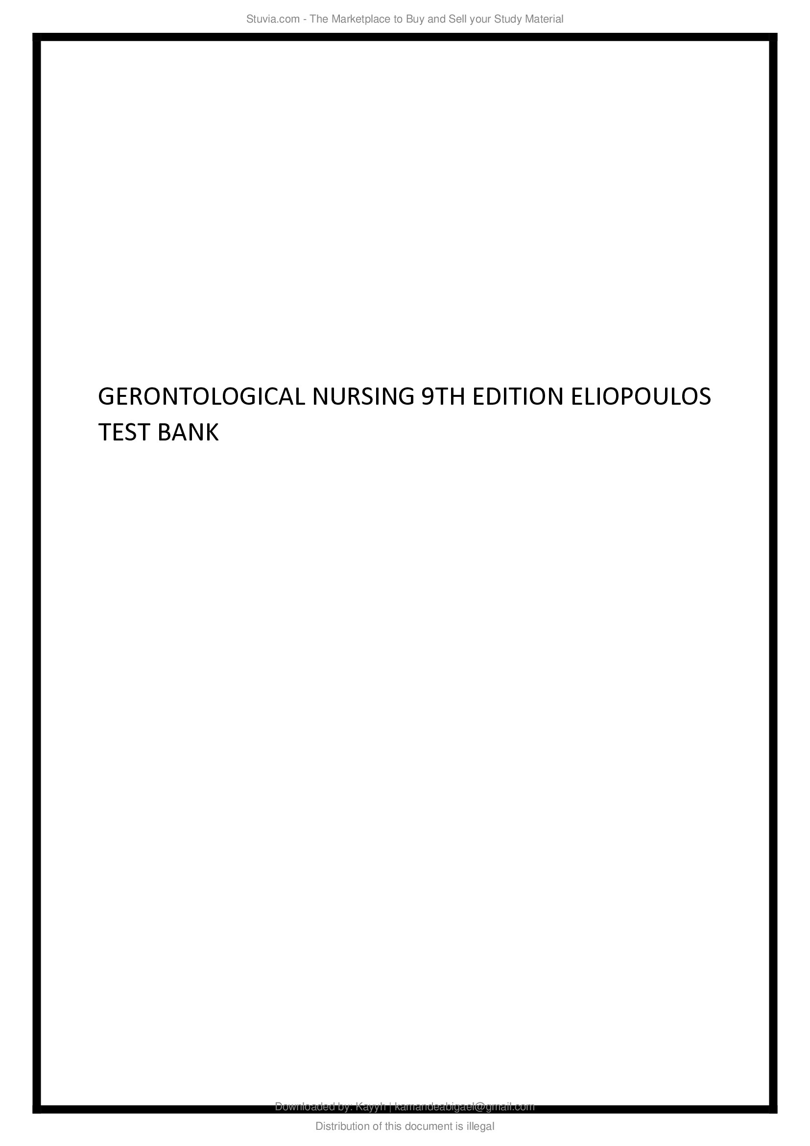 Gerontological Nursing 9th Edition Eliopoulos Test Bank