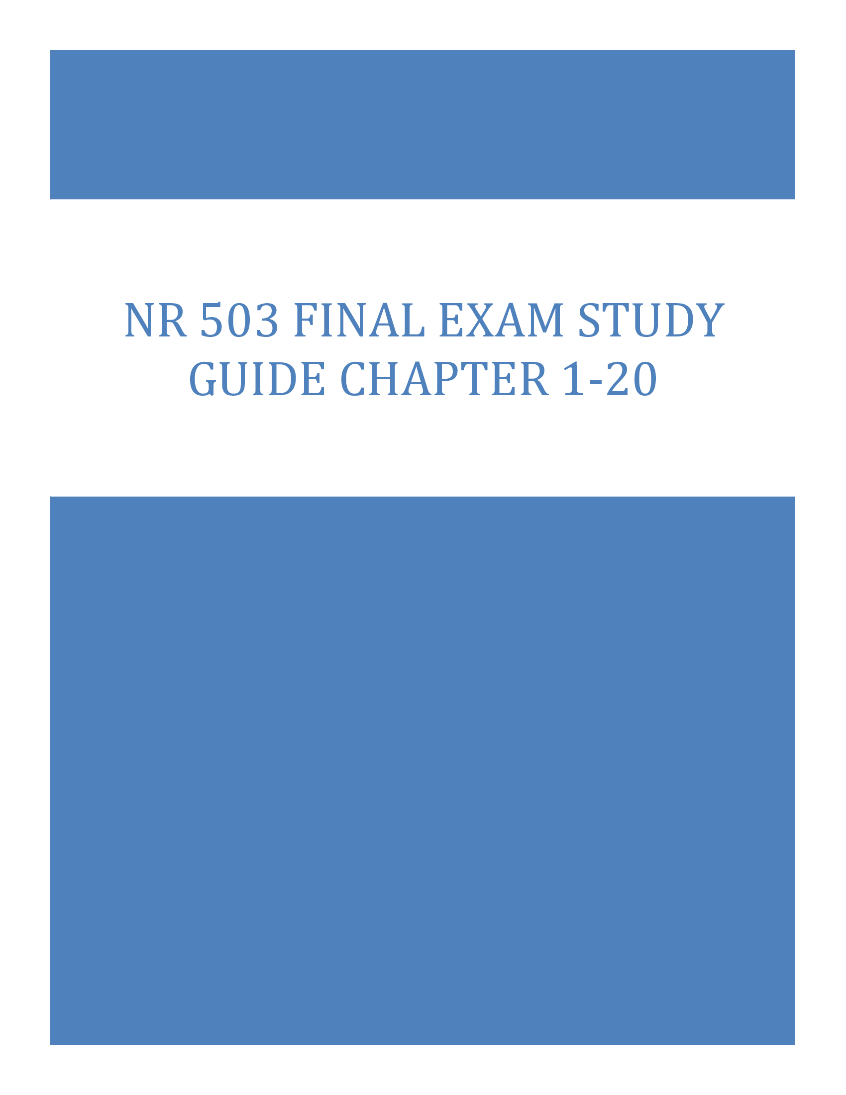 NR 503 Final Exam Latest Study Guide Chapter 1-20 (2023)