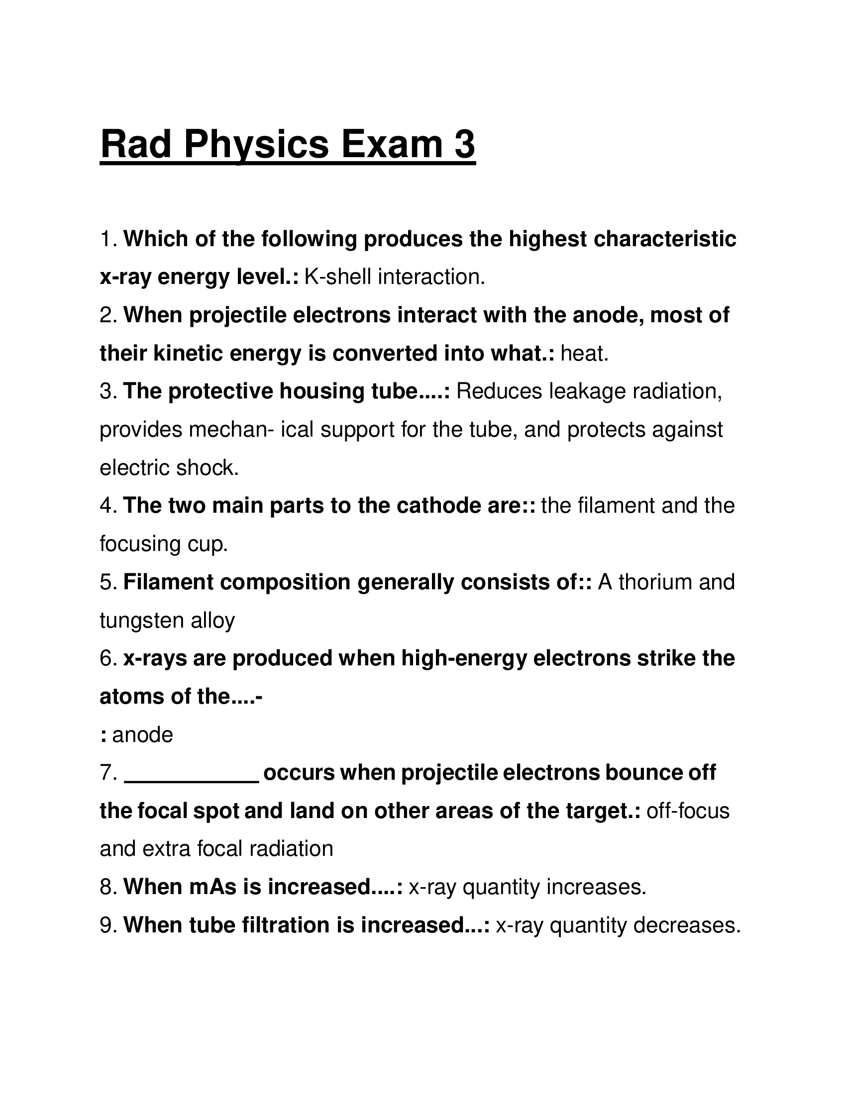 Rad Physics Exam 3 Questions and Answers 2026