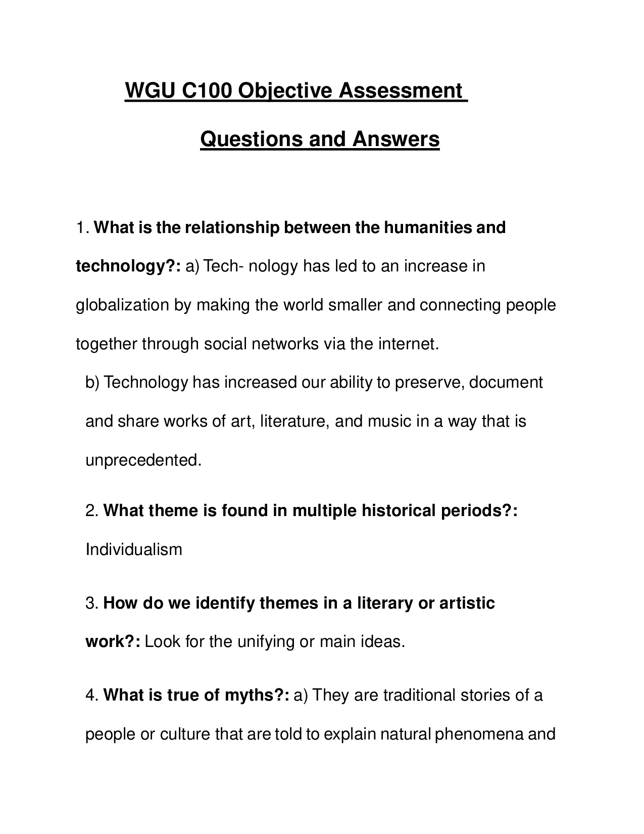 【PASSED 2026】WGU C100 Objective Assessment (OA) | 113 Real Exam Q&As