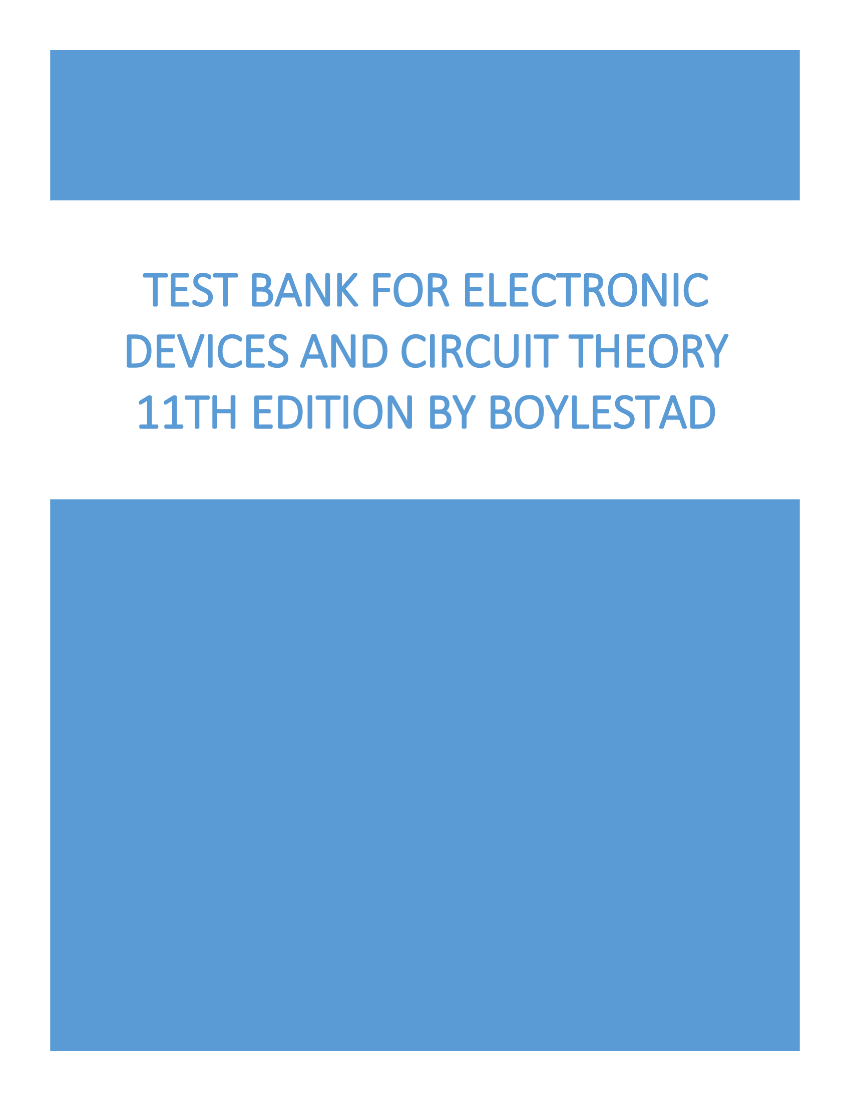 Test Bank for Electronic Devices and Circuit Theory 11th Edition by Boylestad
