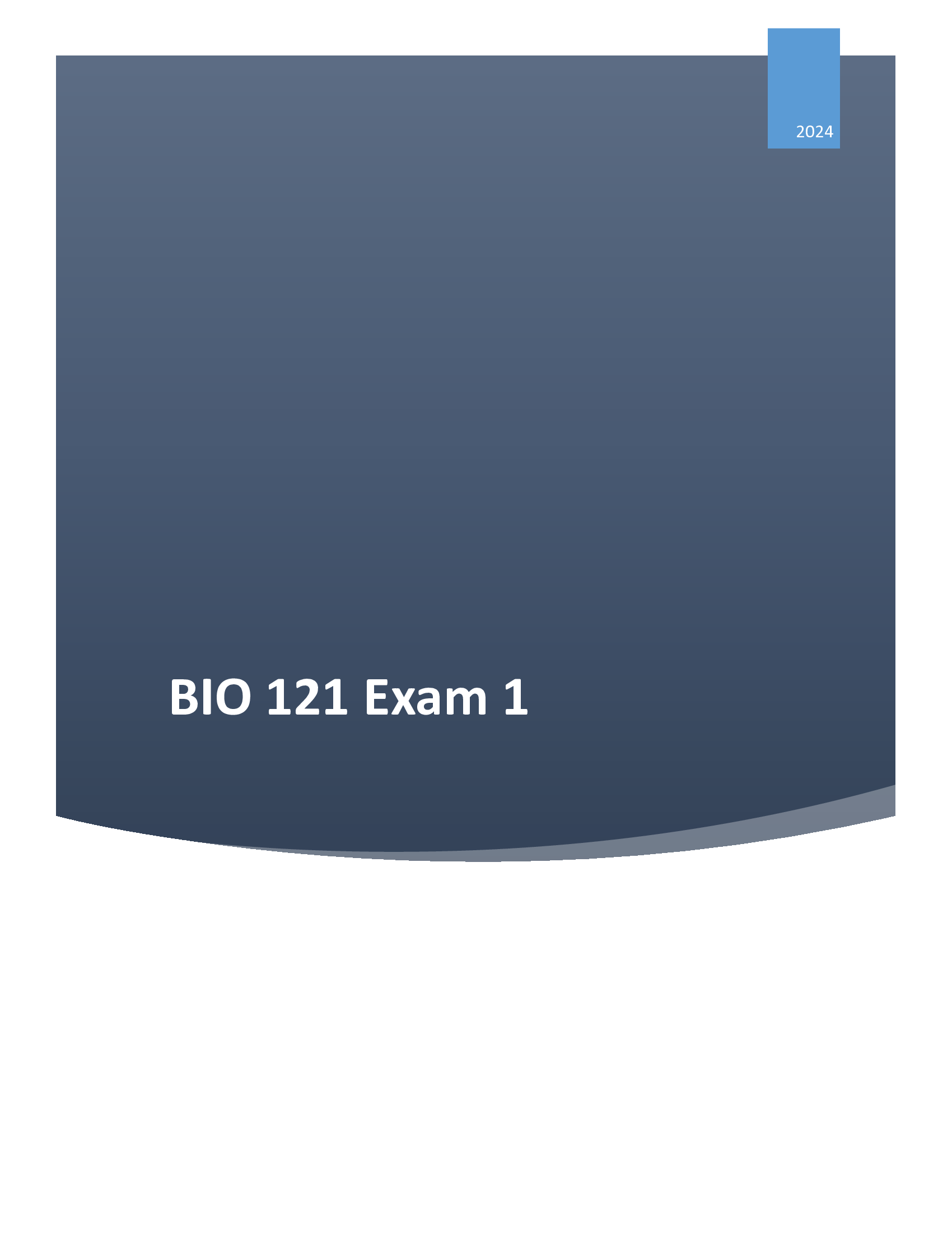 BIO 121 Exam 1: Chapters 2-5 | 60 Real Exam Questions & Answers- Campbell Biology