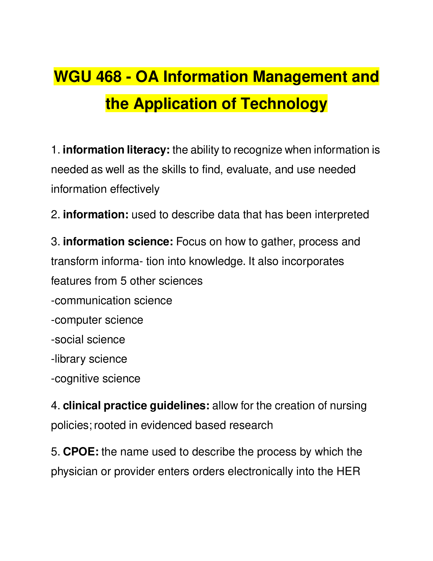 WGU 468 - OA Information Management and the Application of Technology (2022)