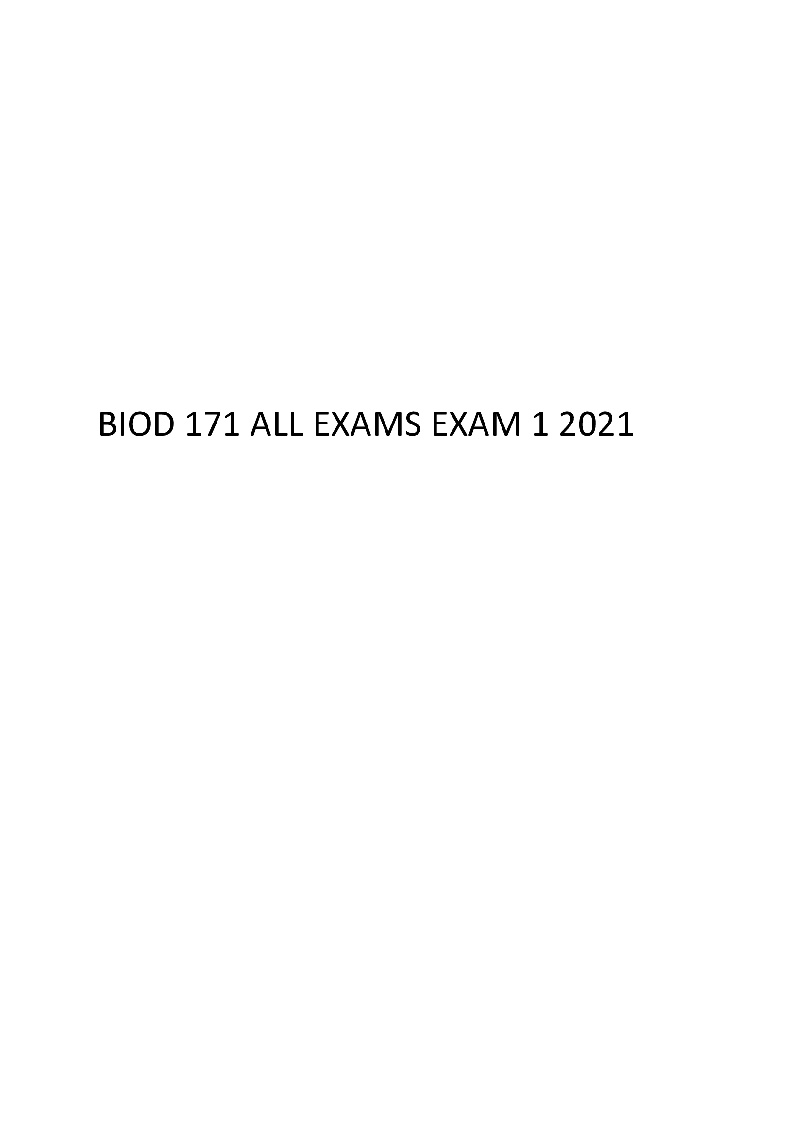 Bio 171 all exams Exam Pack