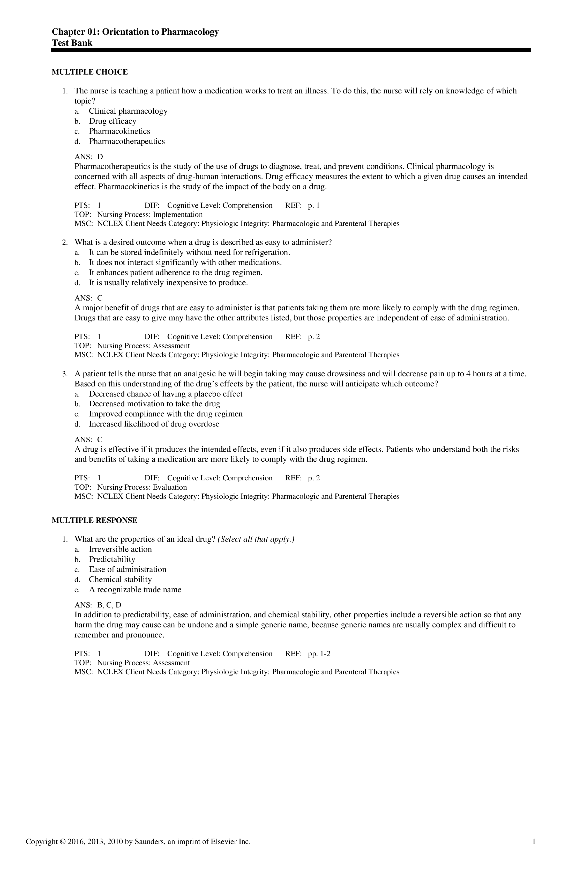Test Bank for Lehnes Pharmacology for Nursing Care 9th Edition by Burchum