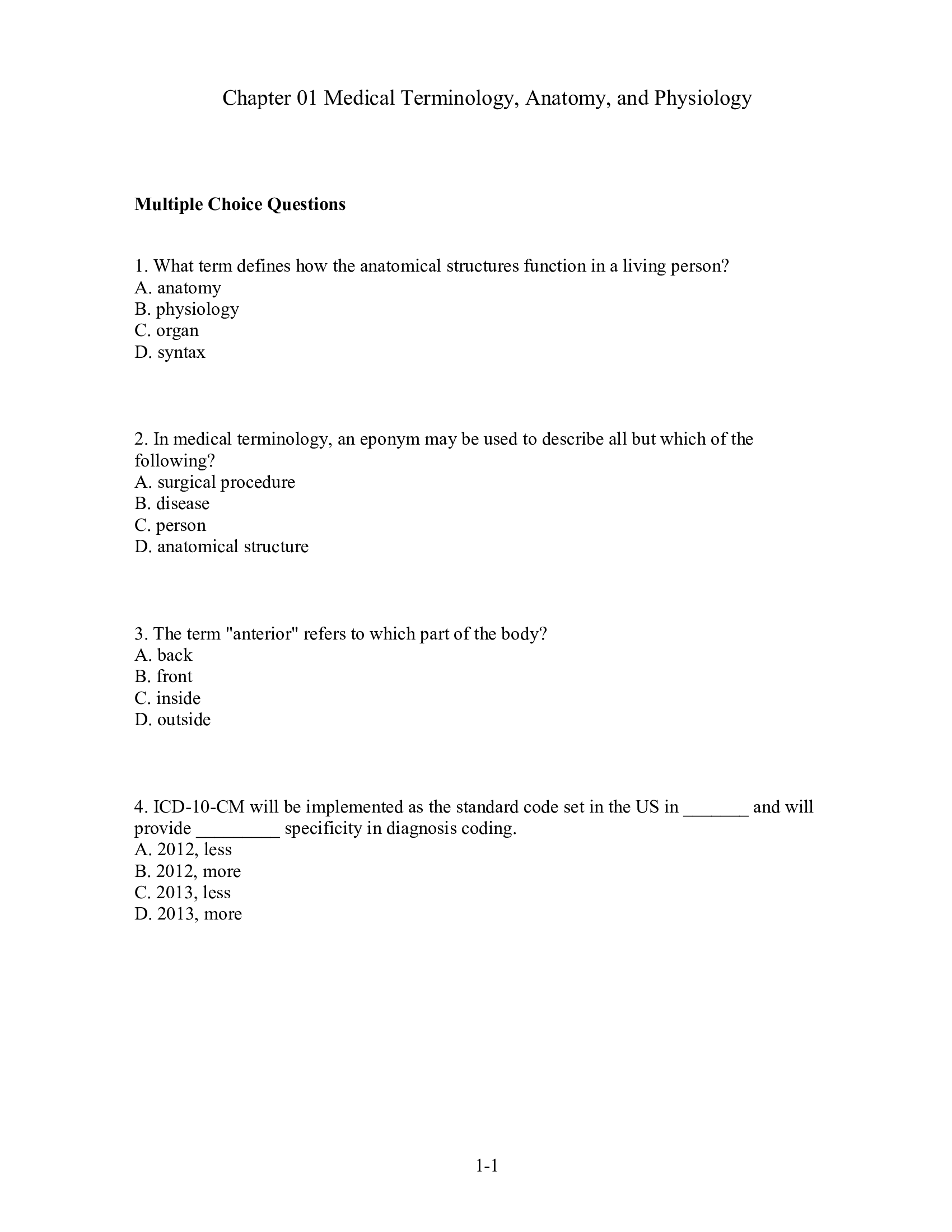 Test Bank for Medical Coding Fundamentals by Goldsmith