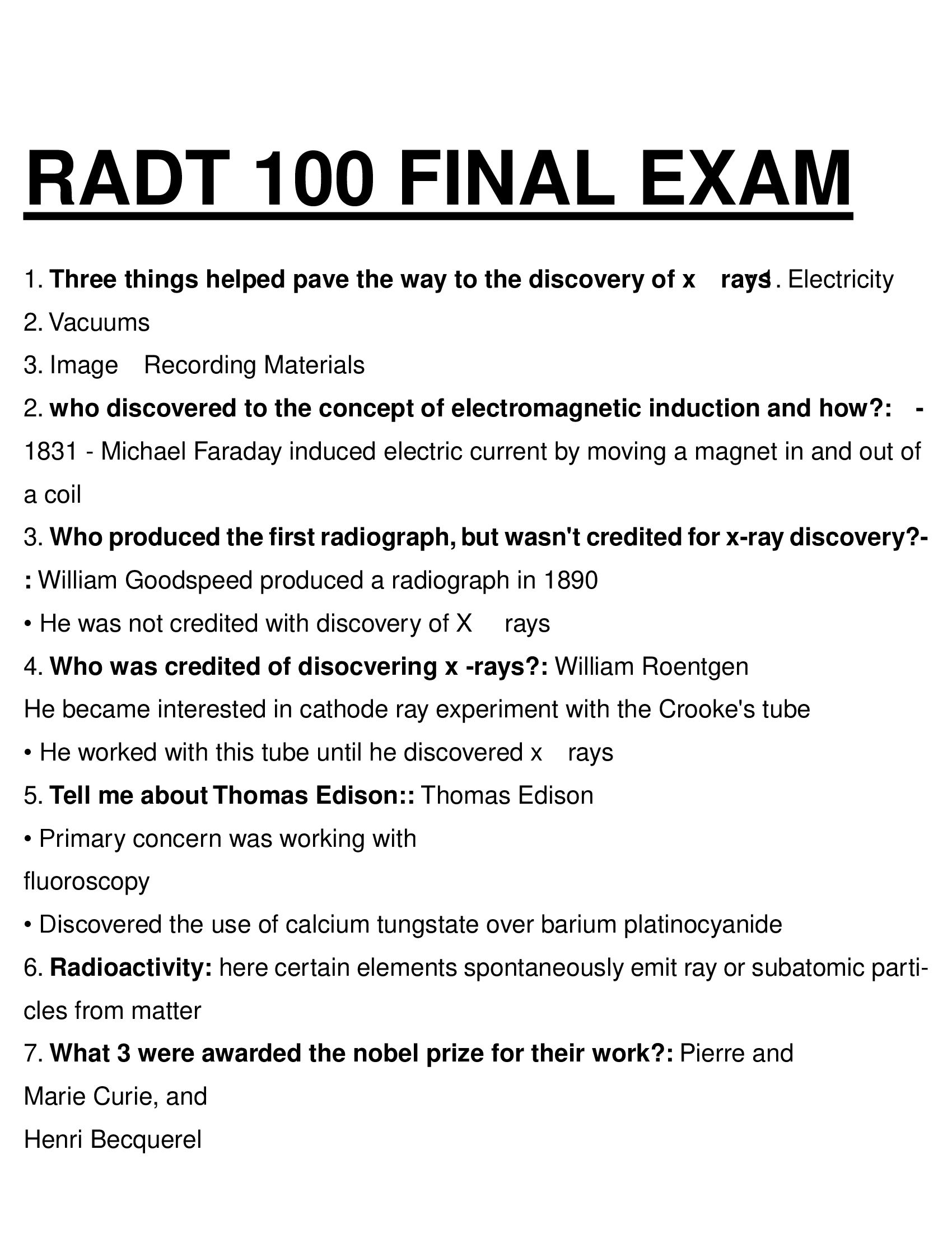 RADT 100 FINAL EXAM Questions and Answers 2026