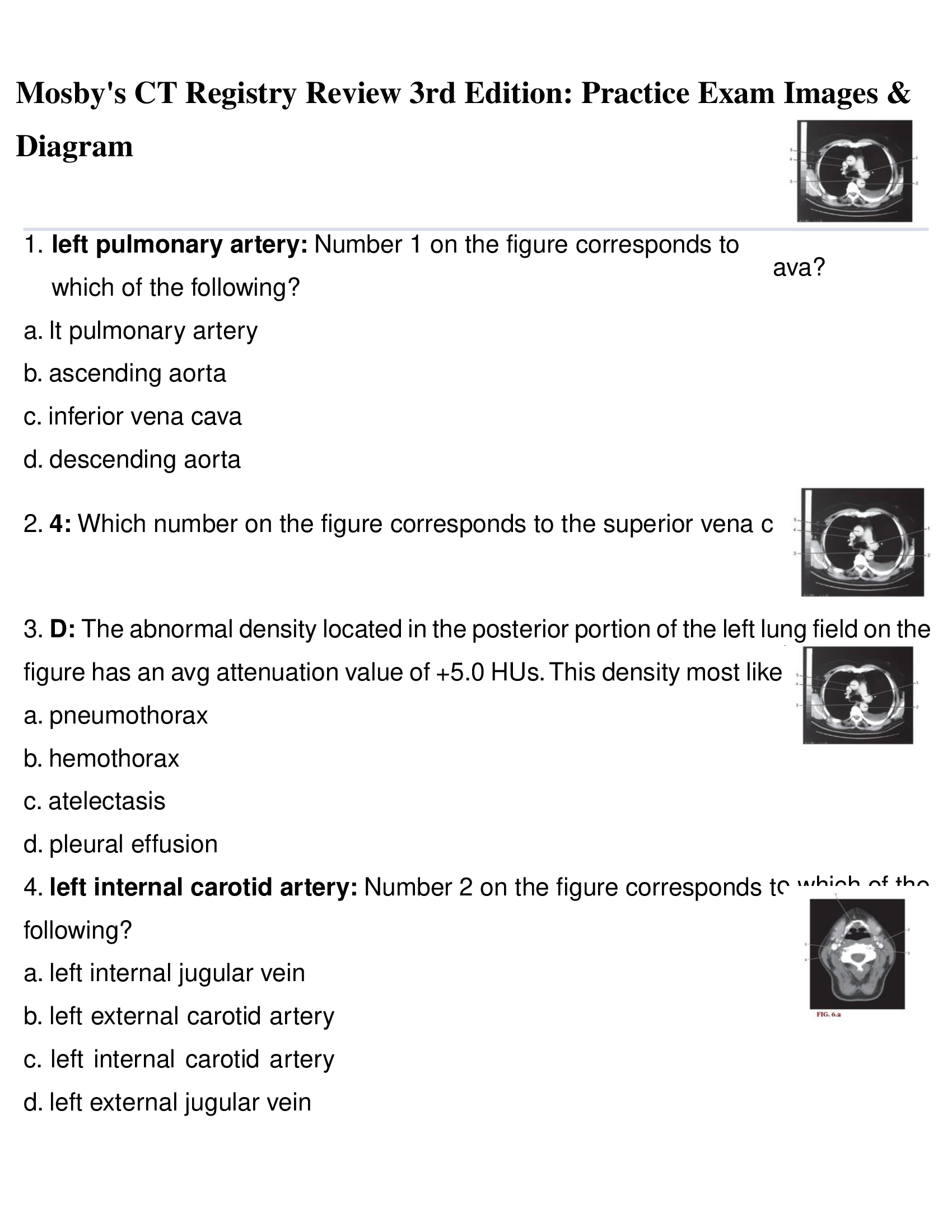 Mosby's CT Registry Review 3rd Edition Practice Exam with Images & Diagrams