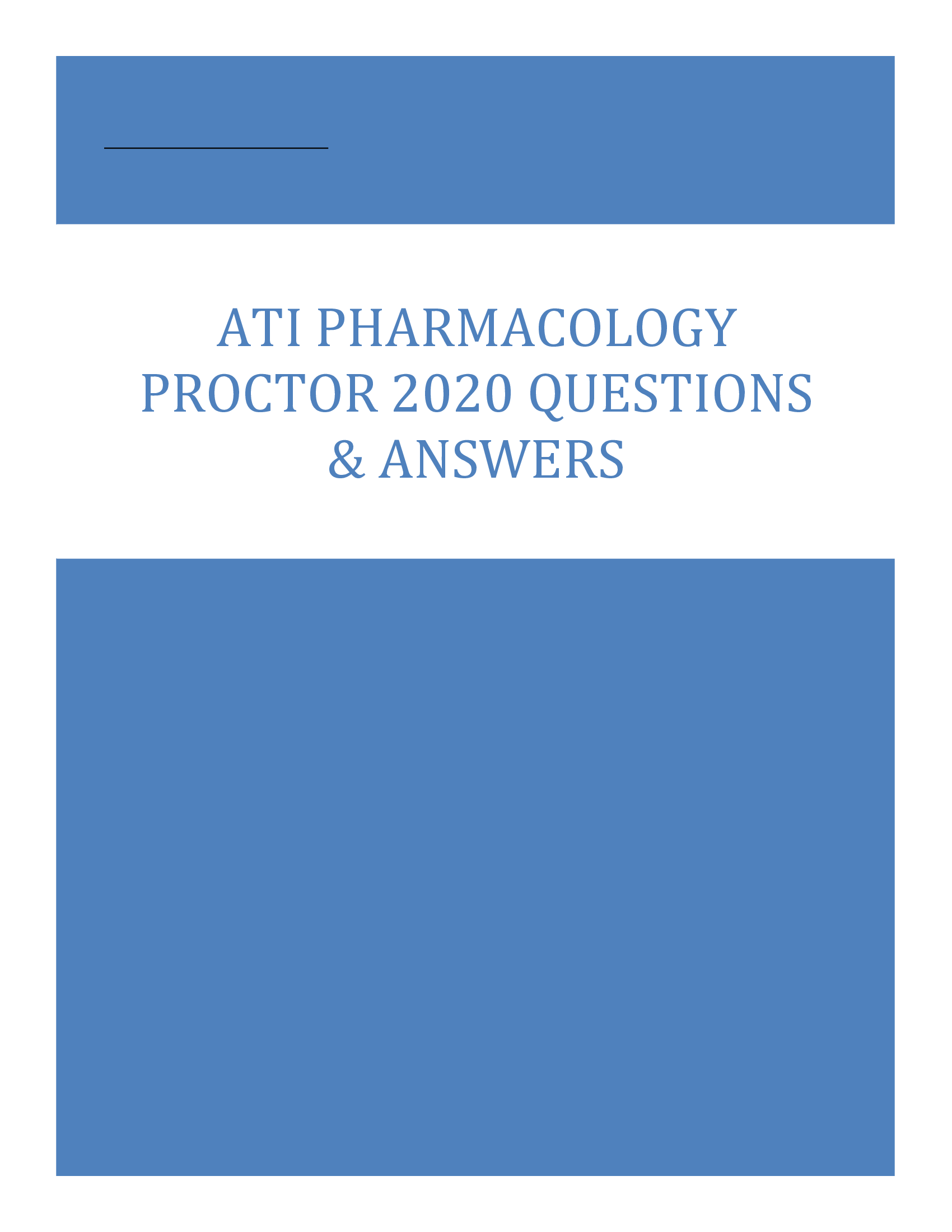 ATI PN PHARMACOLOGY PROCTORED 2020 EXAM