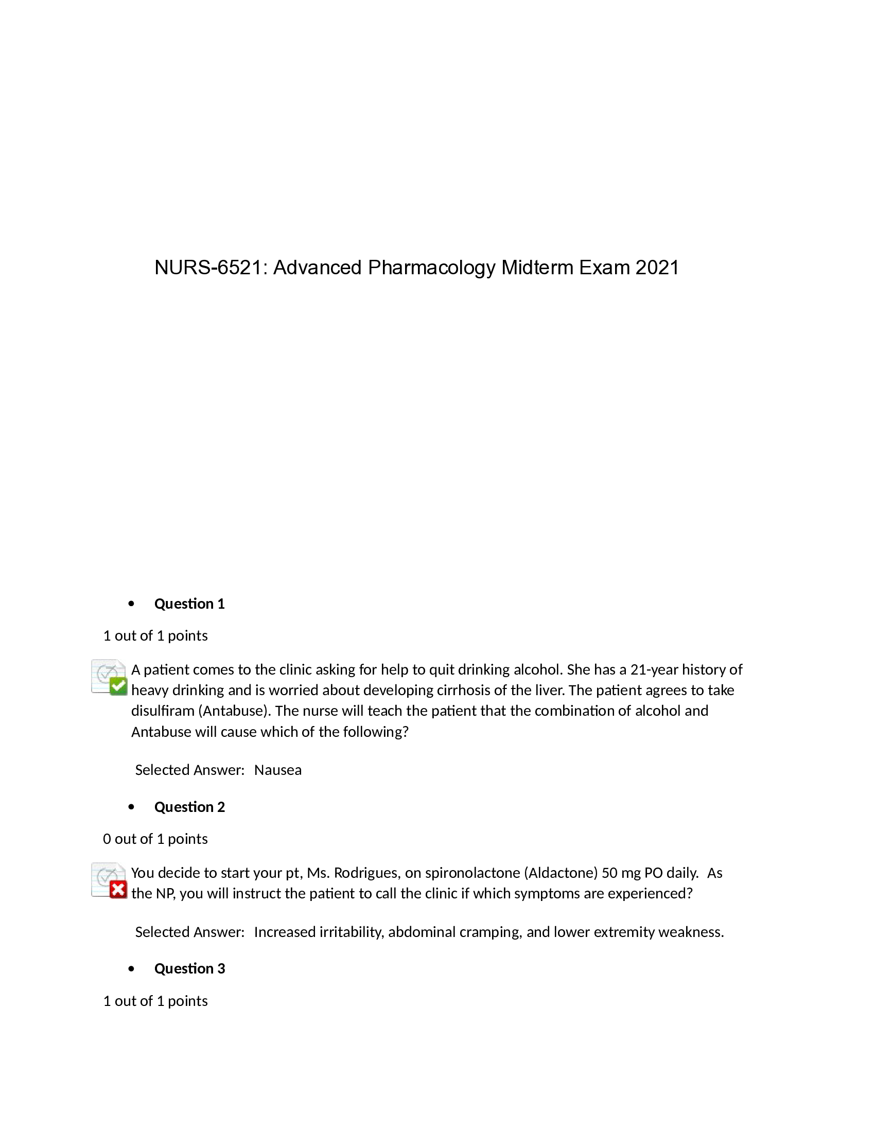 NURS-6521 Advanced Pharmacology Midterm Exam 2026