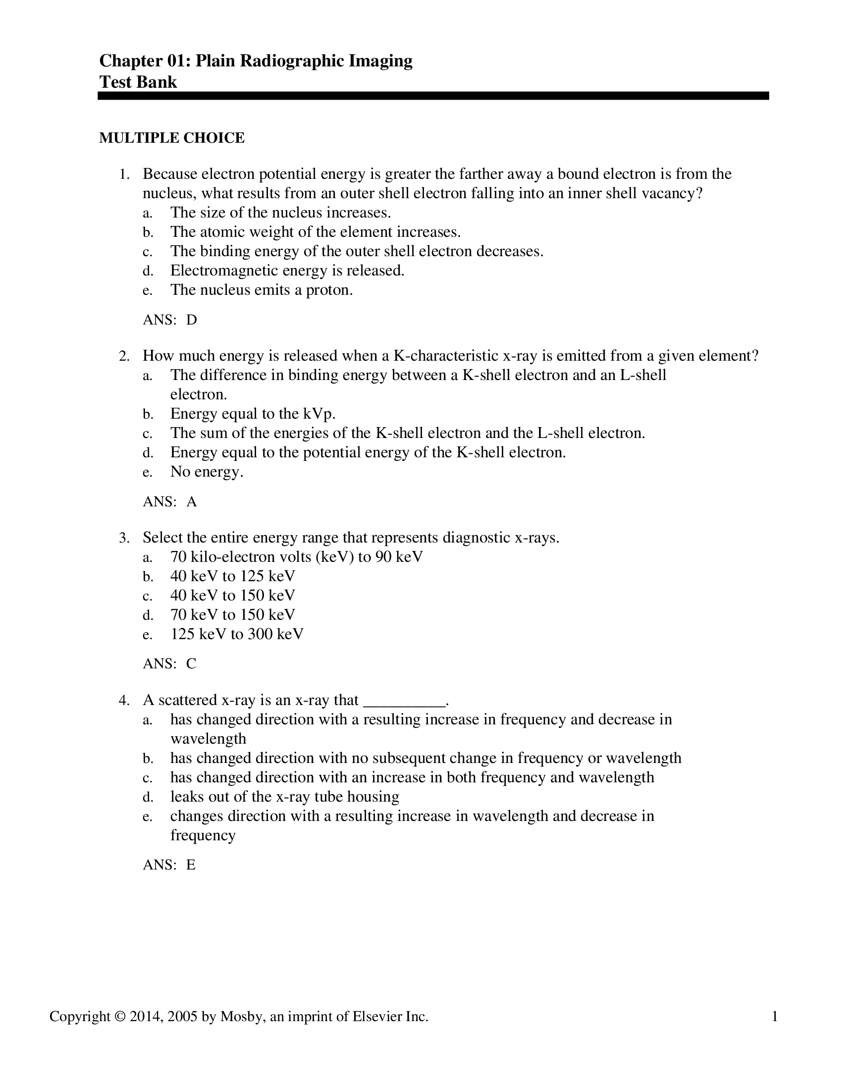 Test Bank for Clinical Imaging 3rd Edition by Marchiori