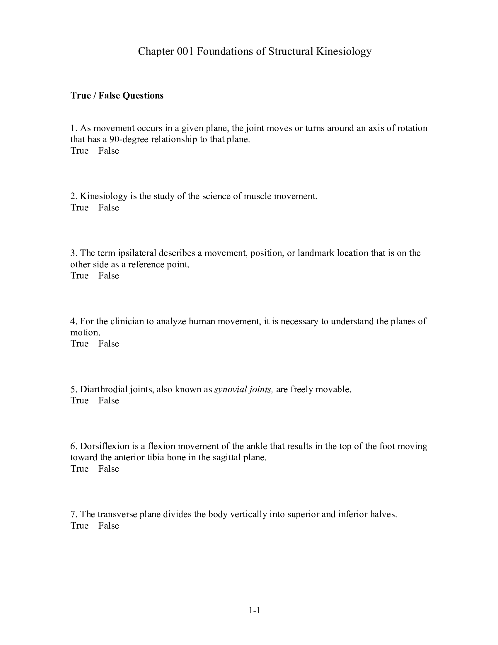 Test Bank for Kinesiology for Manual Therapies by Dail