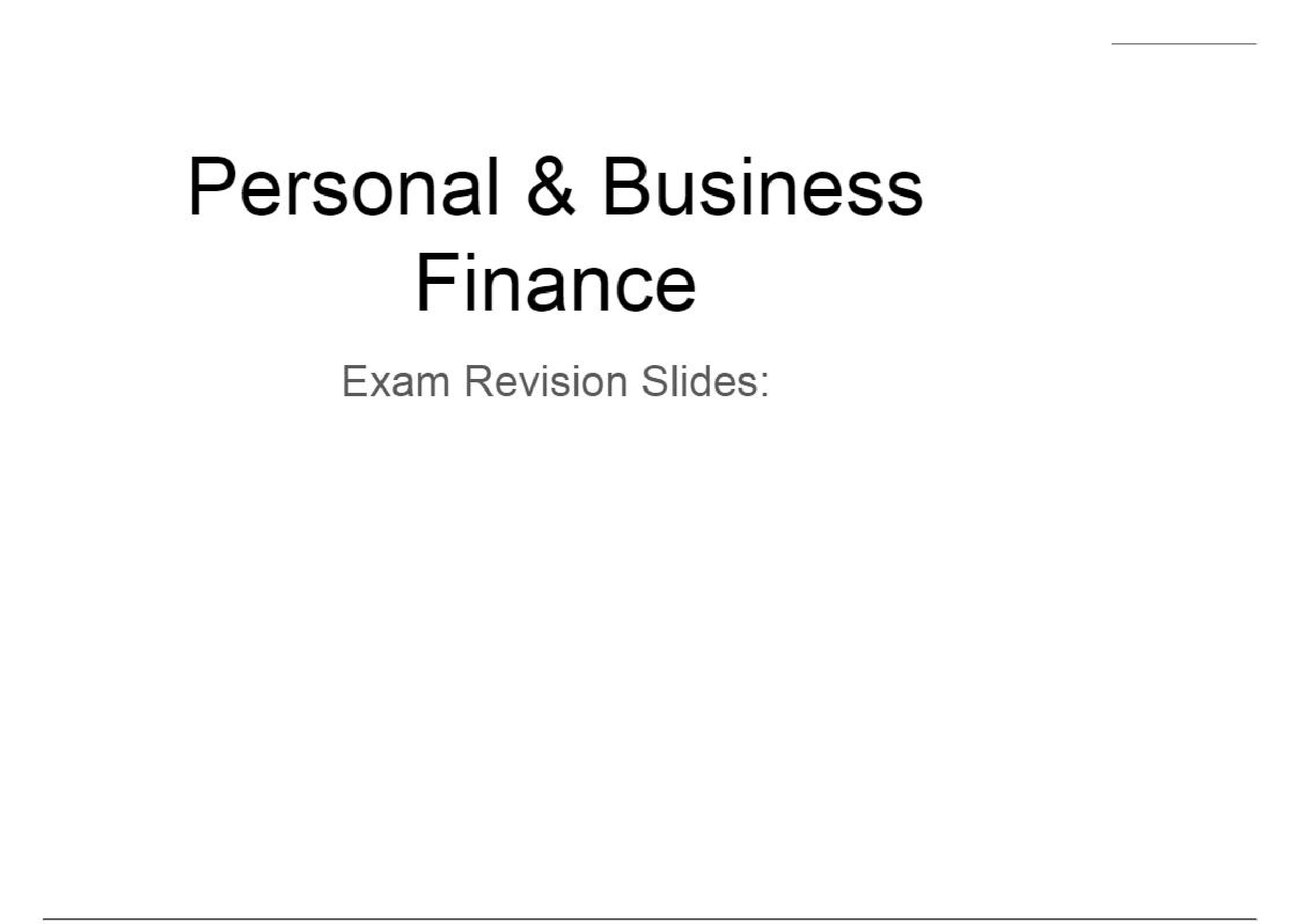 Summary Unit 3 Personal and Business Finance presentation on ALL LEARNING AIMS