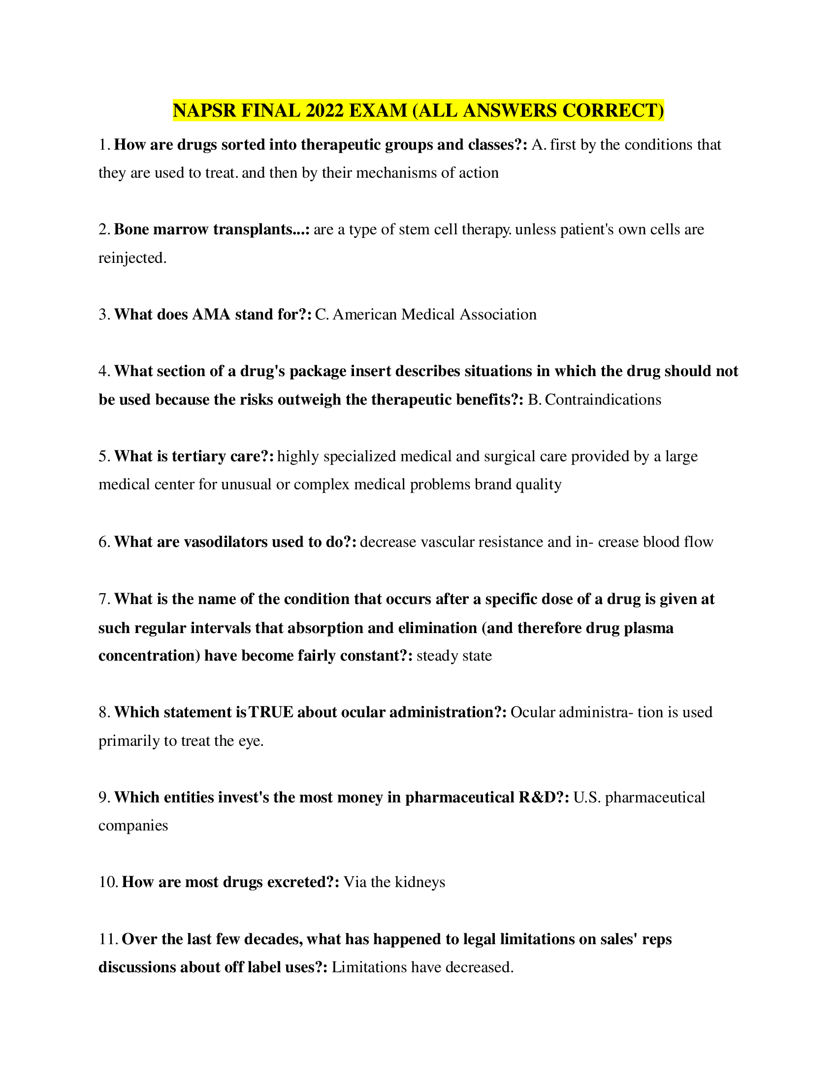 NAPSR FINAL 2022 EXAM (ALL ANSWERS CORRECT)