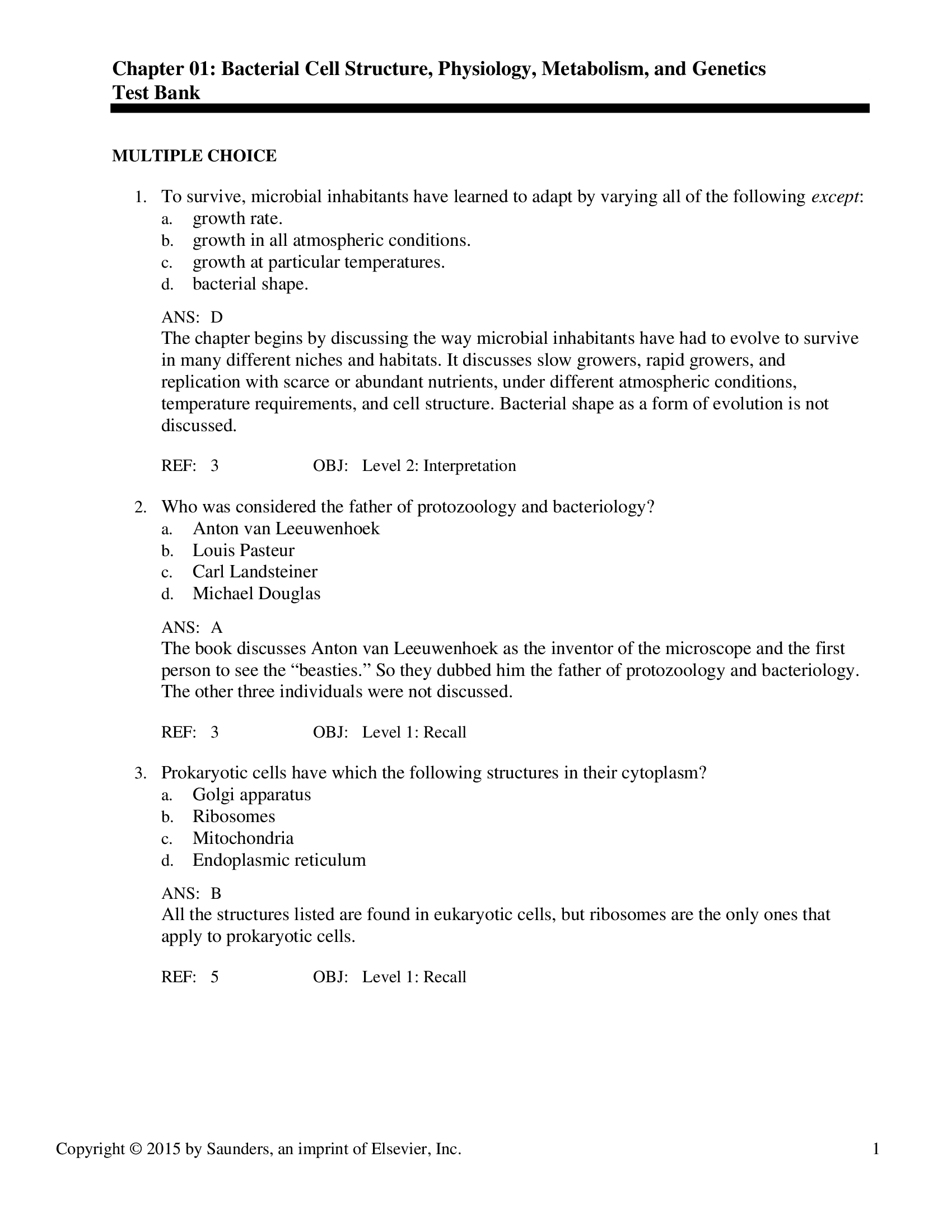 Test Bank for Textbook of Diagnostic Microbiology 5th Edition by Mahon..