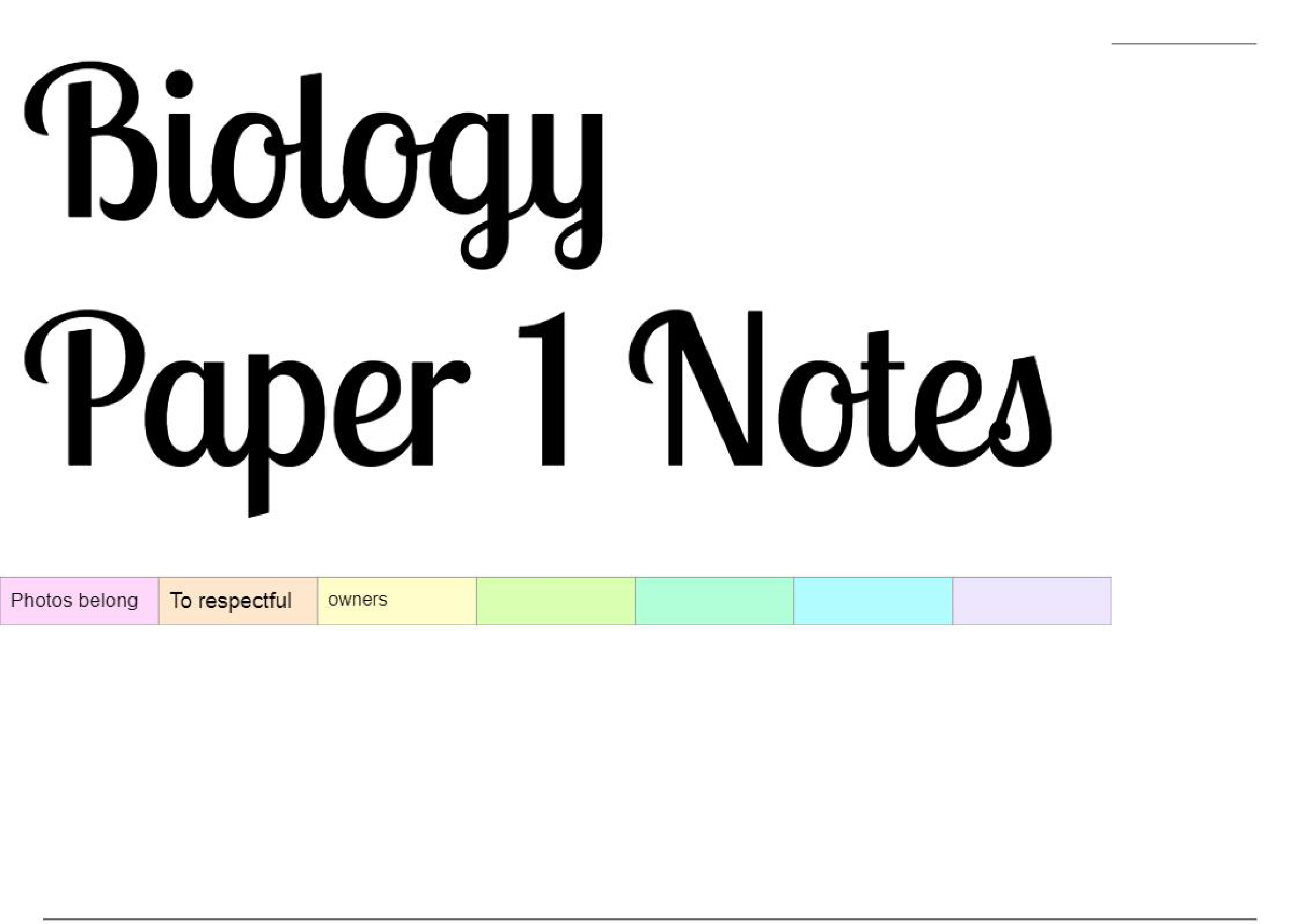Aqa Biology Paper 1 Notes GSCE