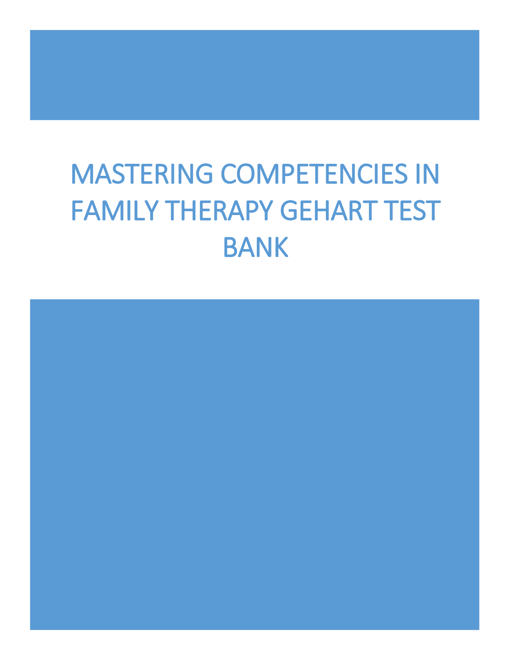 Mastering Competencies in Family Therapy 2nd Edition Gehart Test Bank