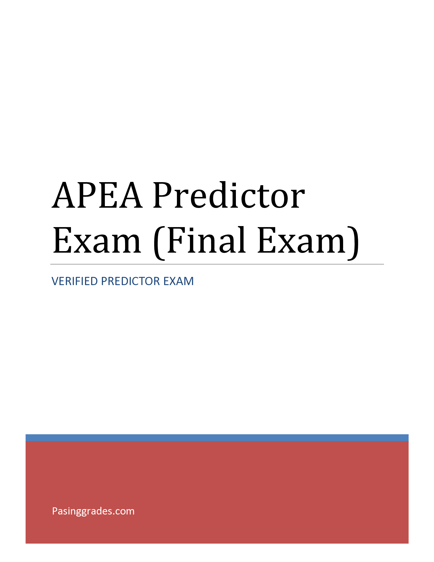APEA Predictor Exam (2026 Final Exam)