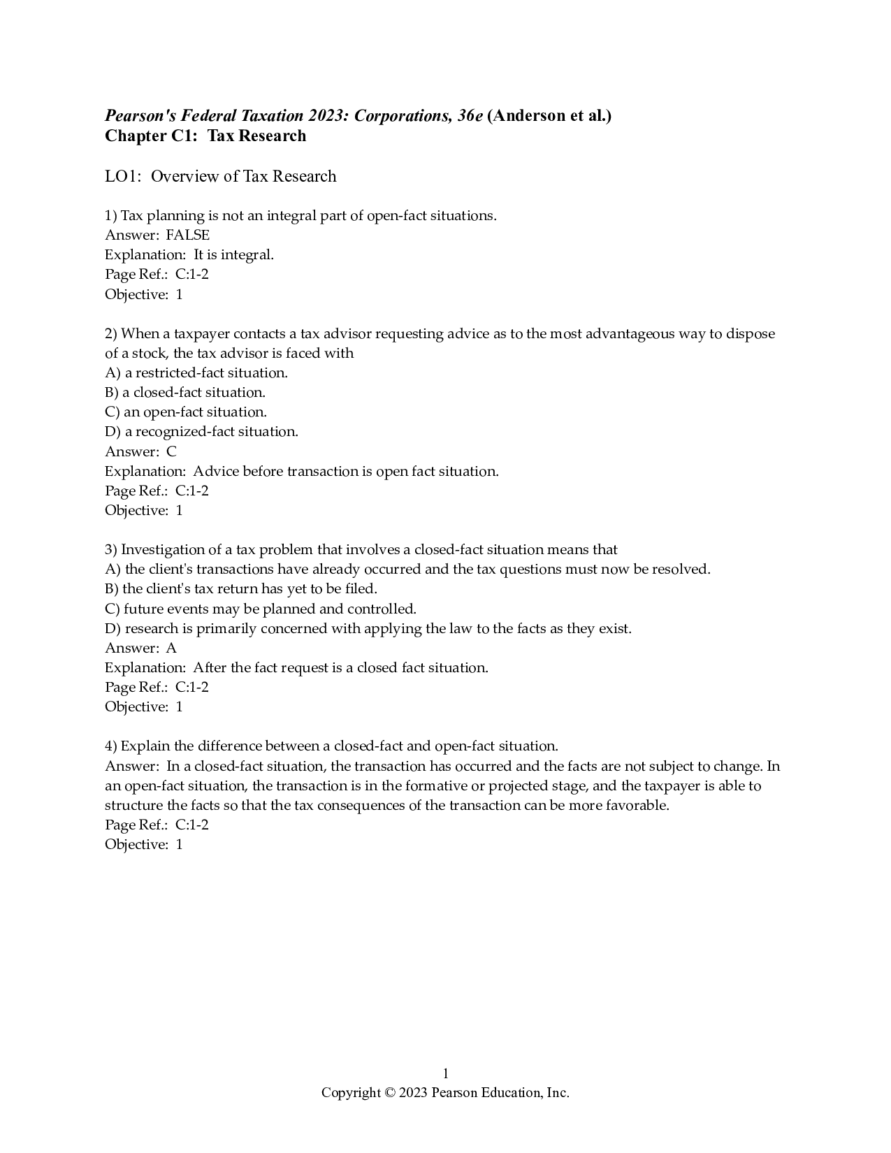 Test Bank Pearson's Federal Taxation 2023 Comprehensive 36th Edition By Timothy Rupert, Kenneth Anderson, David Hulse