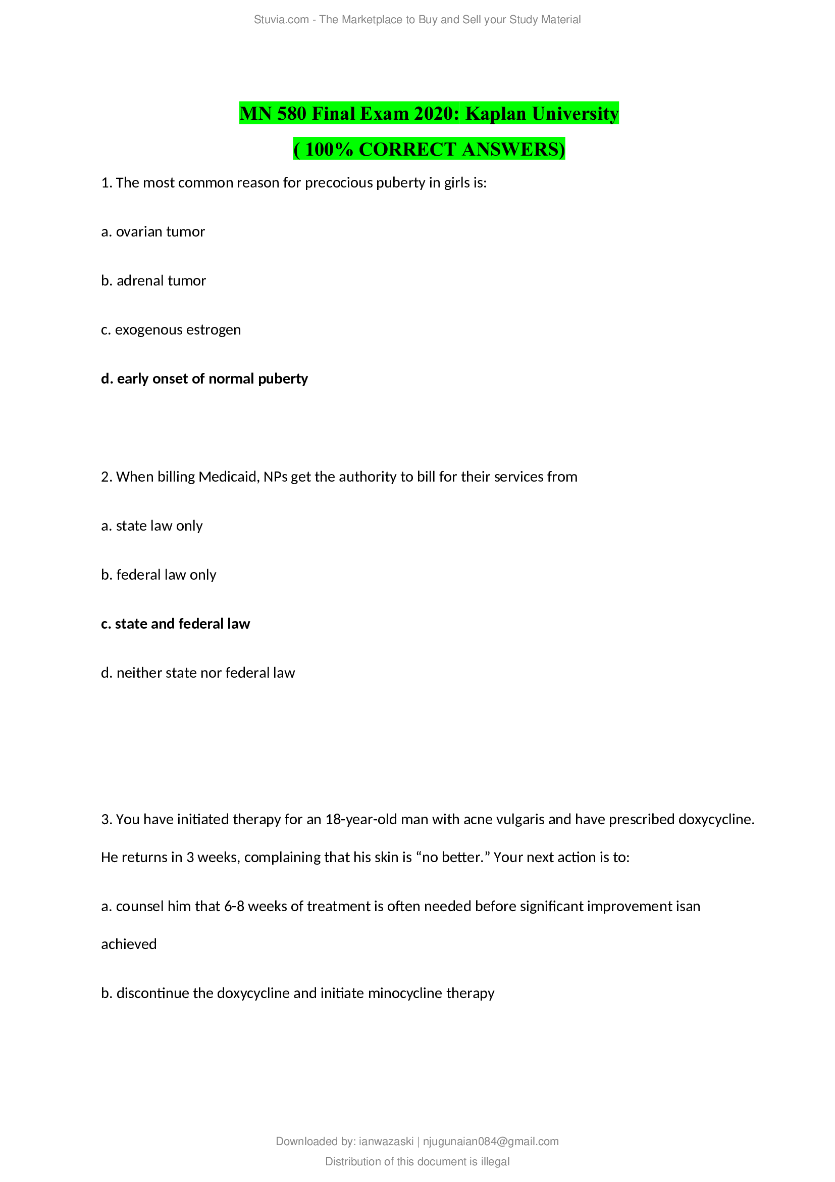 MN 580 Final Exam 2020; Kaplan University ( 100 percent CORRECT ANSWERS)