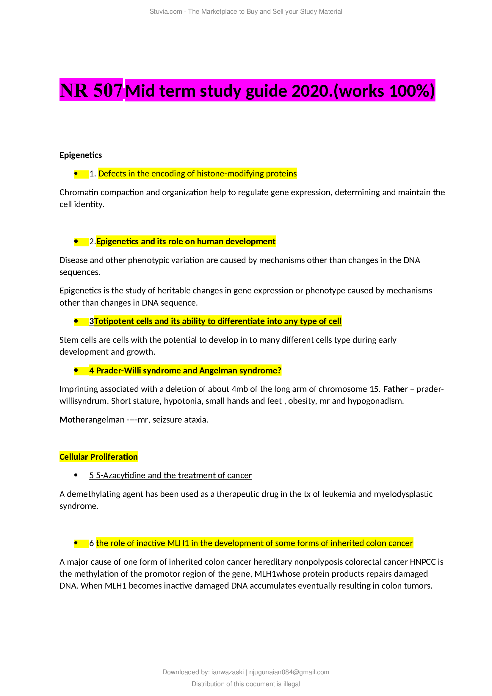 NR 507 Mid term study guide 2020 (works 100)