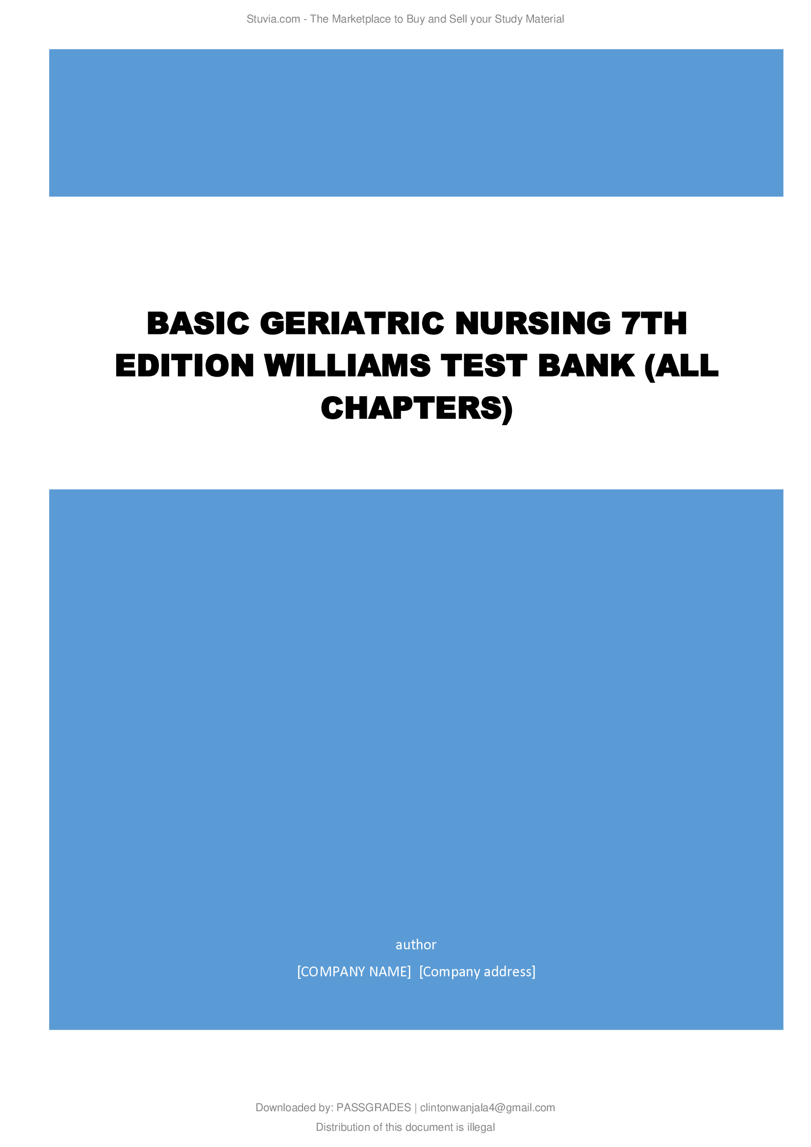 Basic Geriatric Nursing 7th Edition Williams Test Bank All Chapters