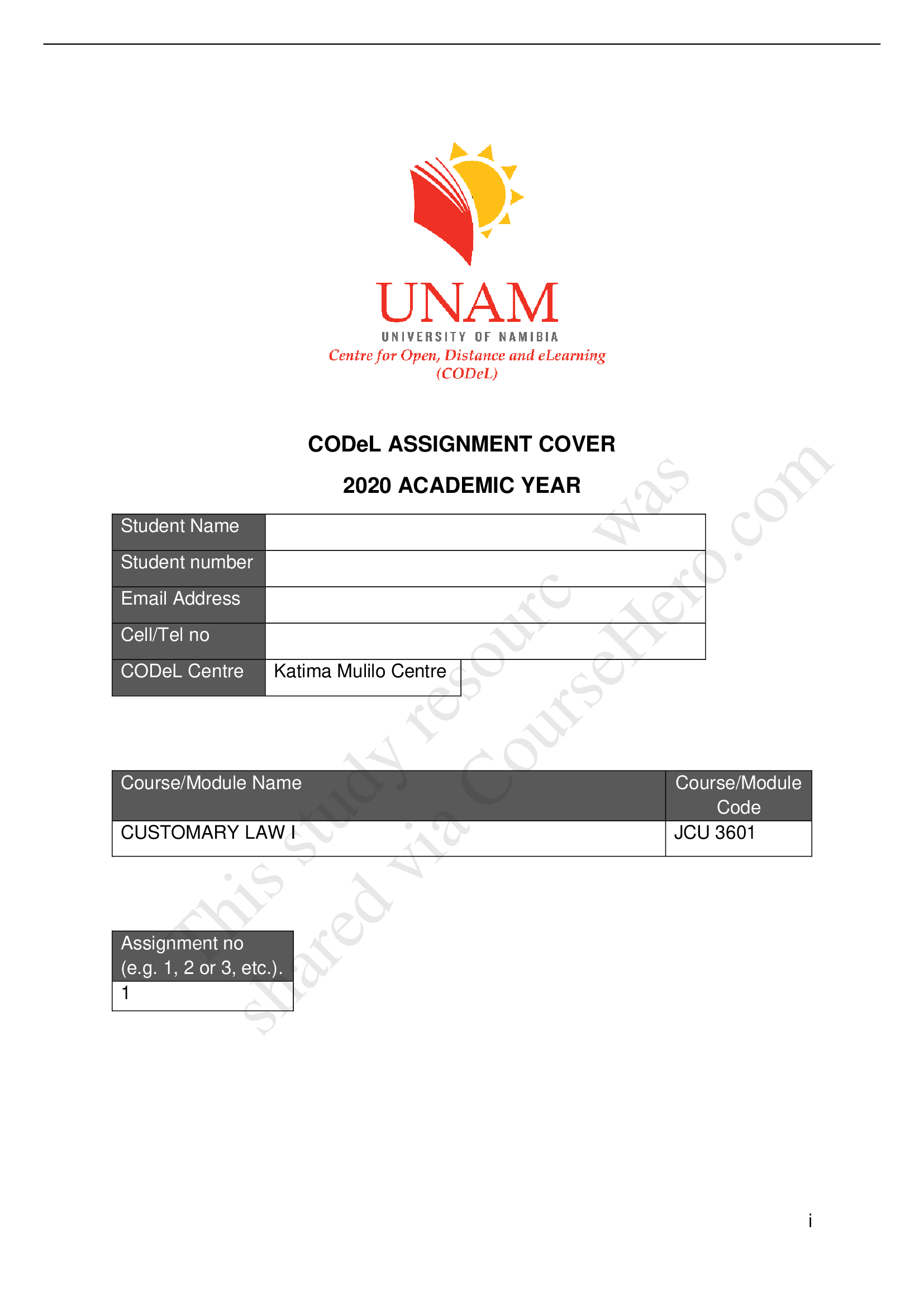 LCP4804 - Advanced Indigenous Law-October, November 2021 Exam