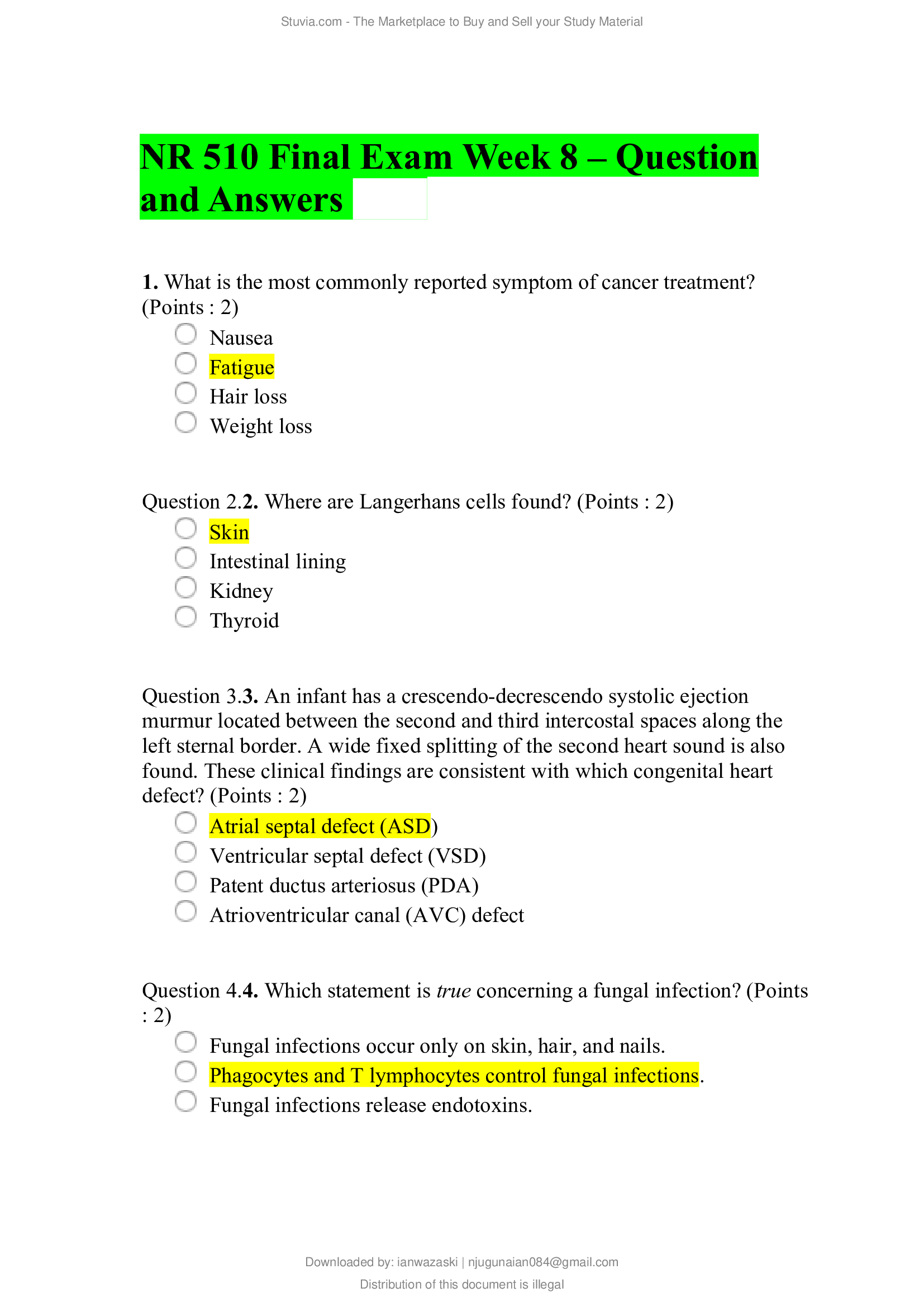 NR 510 Final Exam Week 8 – Question and Answers 2021