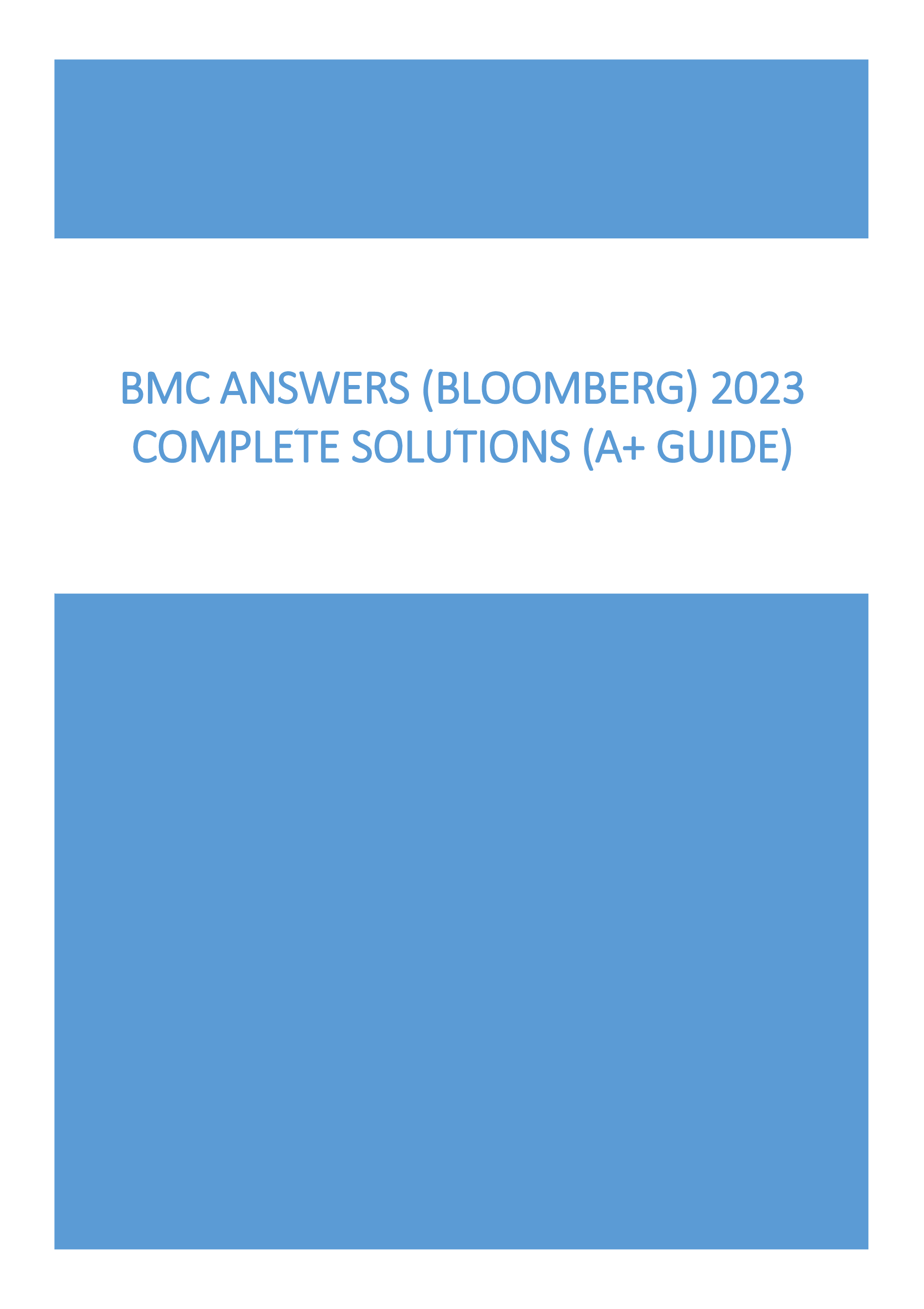 BMC Answers (Bloomberg) 2023, Verified Answers