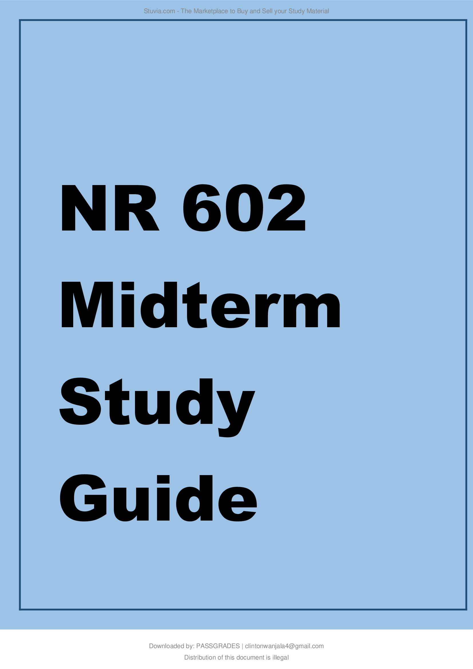 NR 602 Midterm Study Guide Latest 2021