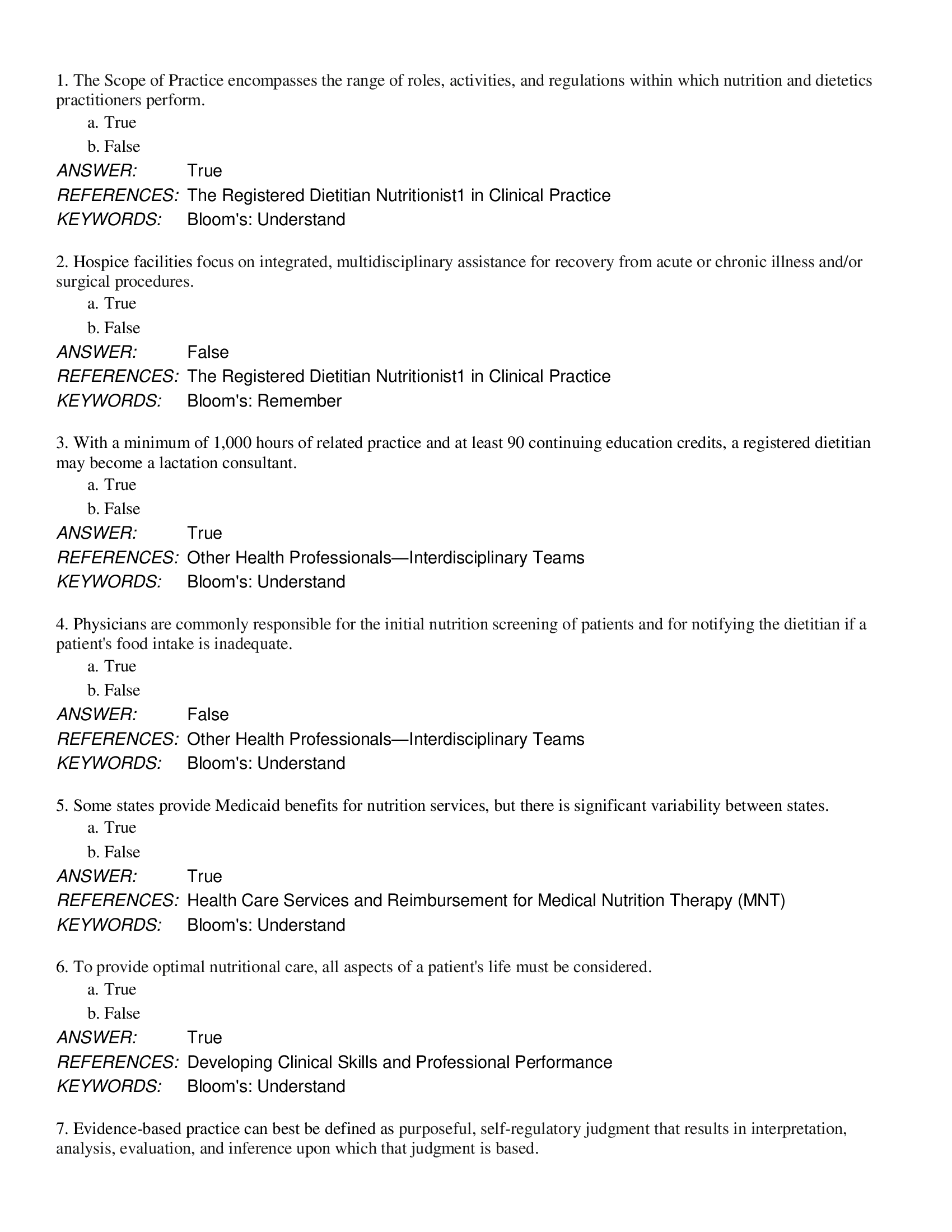 Test Bank For Nutrition Therapy And Pathophysiology 4th Edition by Nelms
