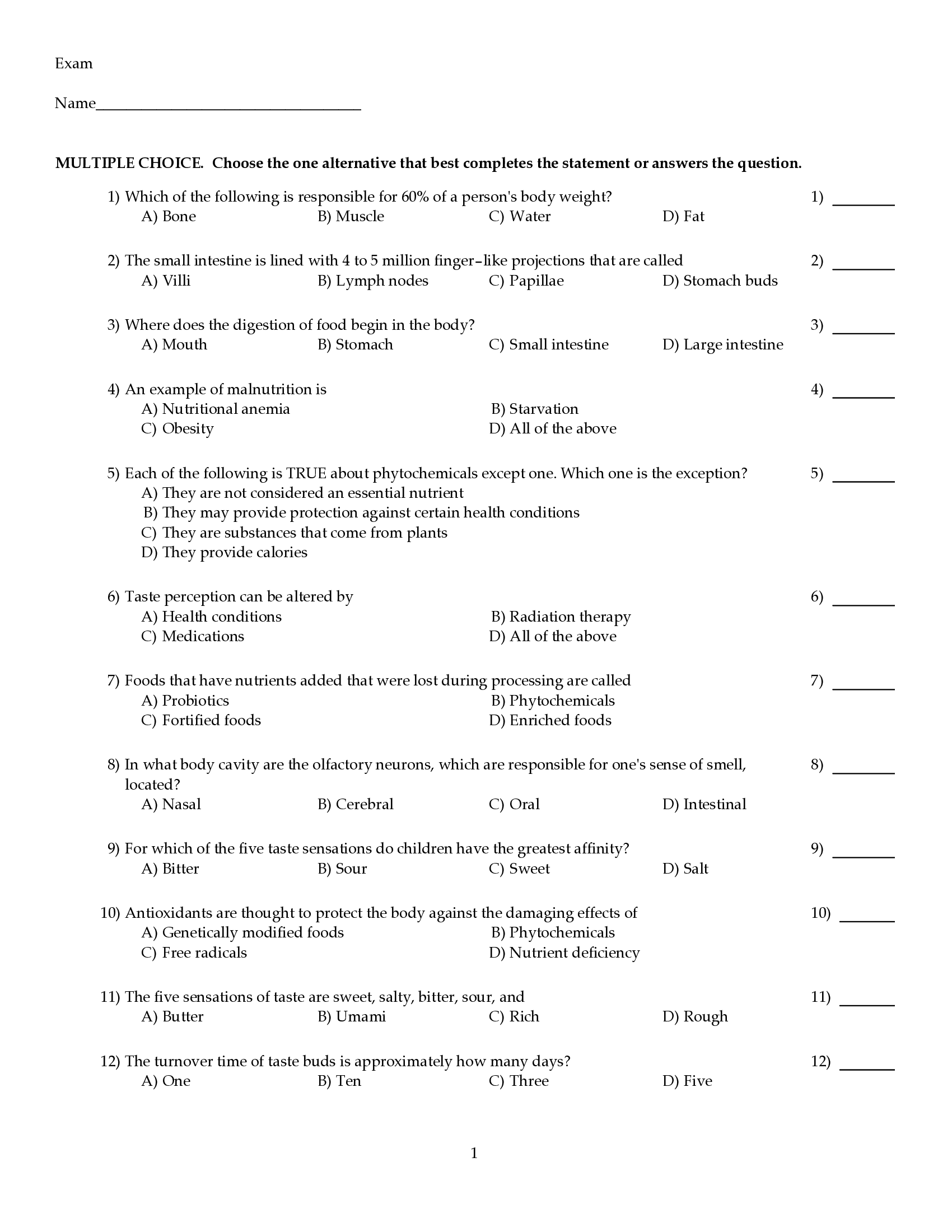 Test Bank for Diet and Nutrition in Oral Health 3rd Edition by Palmer.
