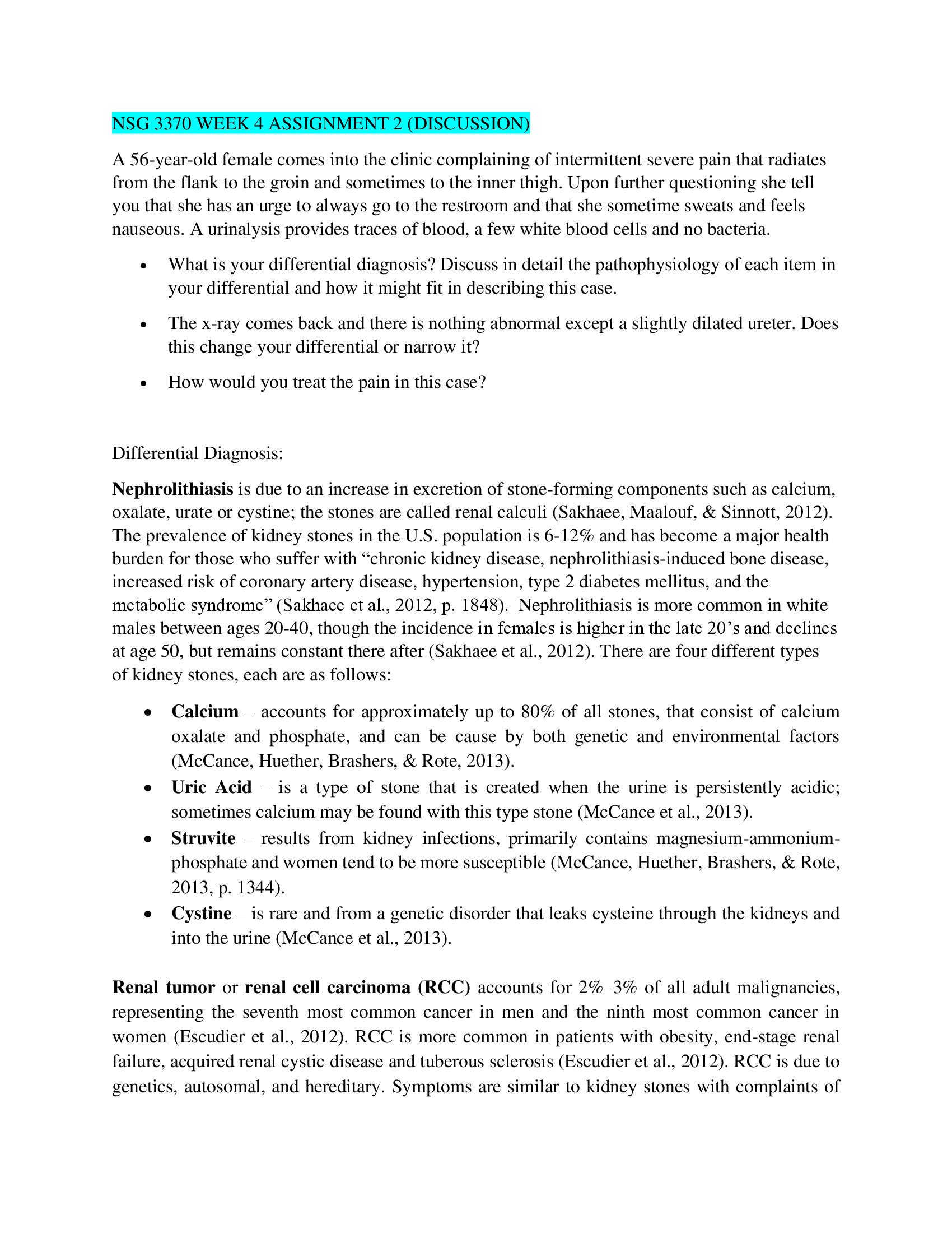 NSG 3370 WEEK 4 ASSIGNMENT 2 (DISCUSSION).